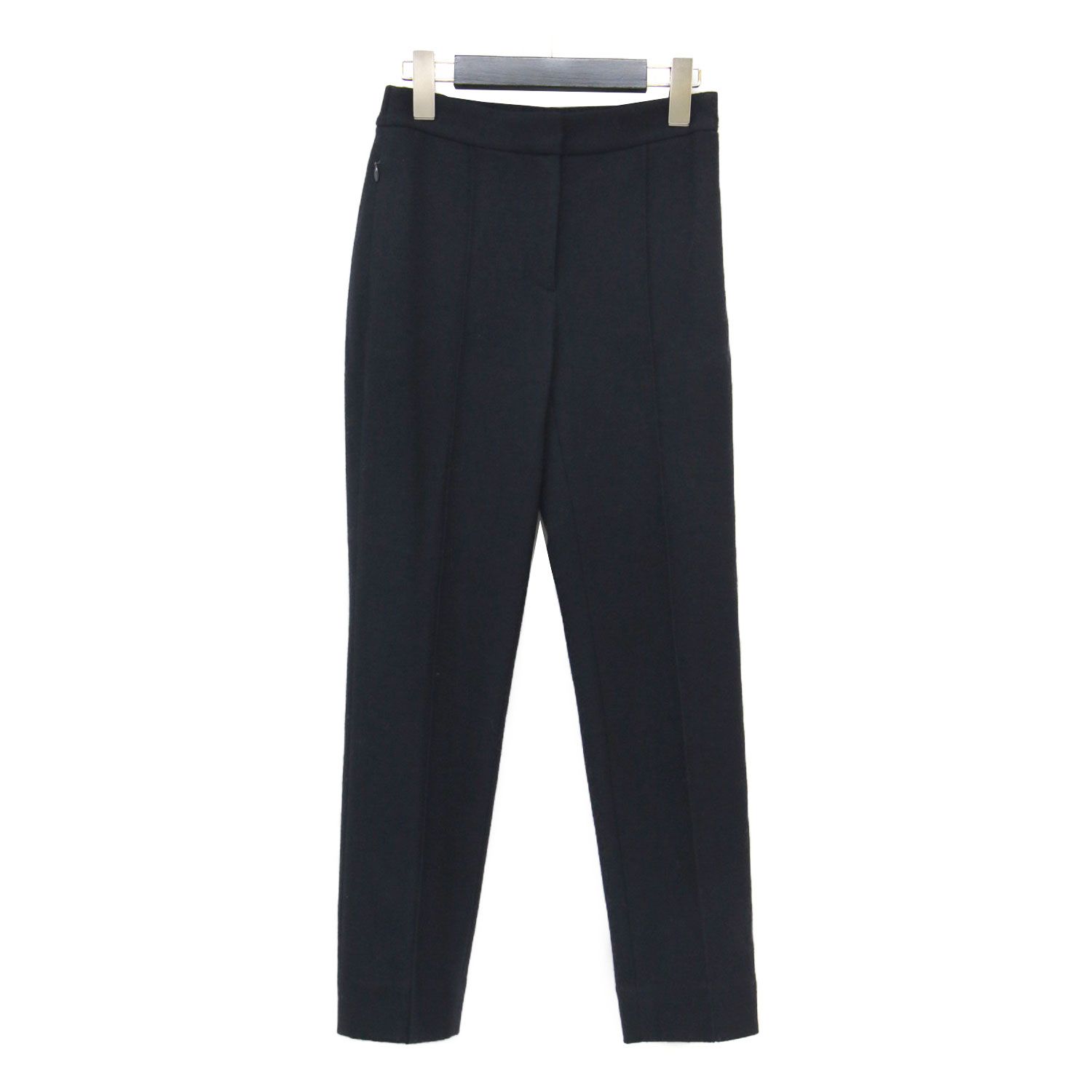 theory luxe セオリーリュクス パンツ ネイビー 紺 サイズ:32(XXS) | 23秋冬 ウール スリム テーパードパンツ | DAHLIA JERSEY YOL 2 | スラックス ピンタック ギャザー | ボトムス ズボン【レディース】【中古】【K4785】