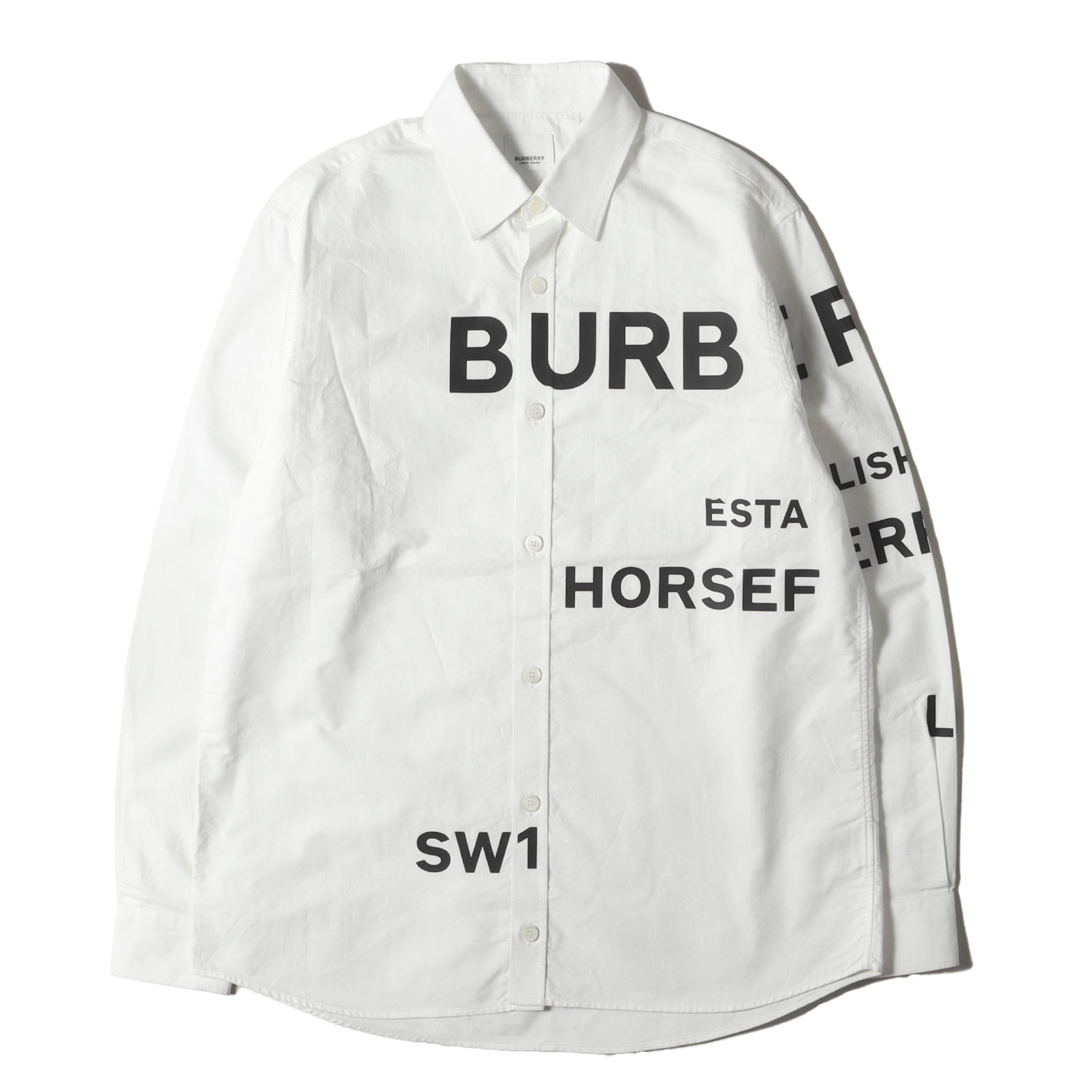 BURBERRY バーバリー シャツ ホワイト 白 サイズ:S | ティッシ期 ホースフェリー オックスフォードコットン ボタンシャツ (HORSEFERRY L/S SHIRT) | トップス カジュアルシャツ 長袖【メンズ】【中古】【K4704】