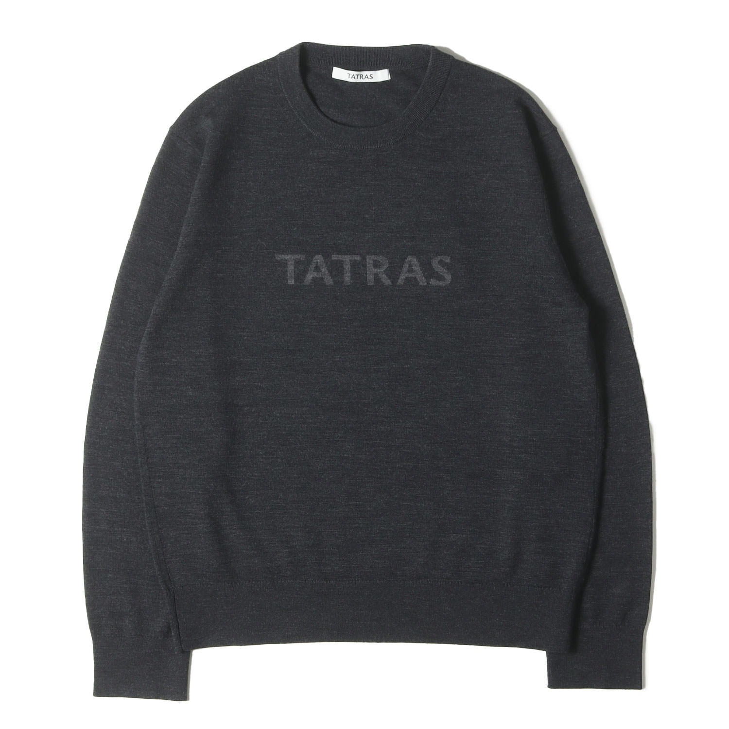 TATRAS タトラス ニット ヘザーダークグレー サイズ:03 | 25AW ロゴジャガード ハイゲージ ニット セーター (MEDUNO) | トップス プルオーバー【メンズ】【中古】【K4704】