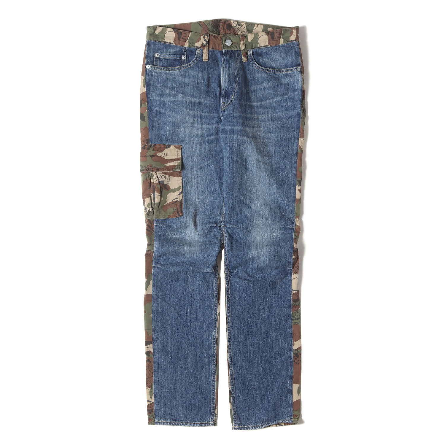 HYSTERIC GLAMOUR ヒステリックグラマー ズボン下 インディゴ×変装 大いさ:29 | USED処理 ジーンズ×アーミーサテンカーゴパンツ | ボトムス ズボン | 日本製【メンズ】【中古】【美品】【K4746】 ズボン・パンツ-メンズファッション