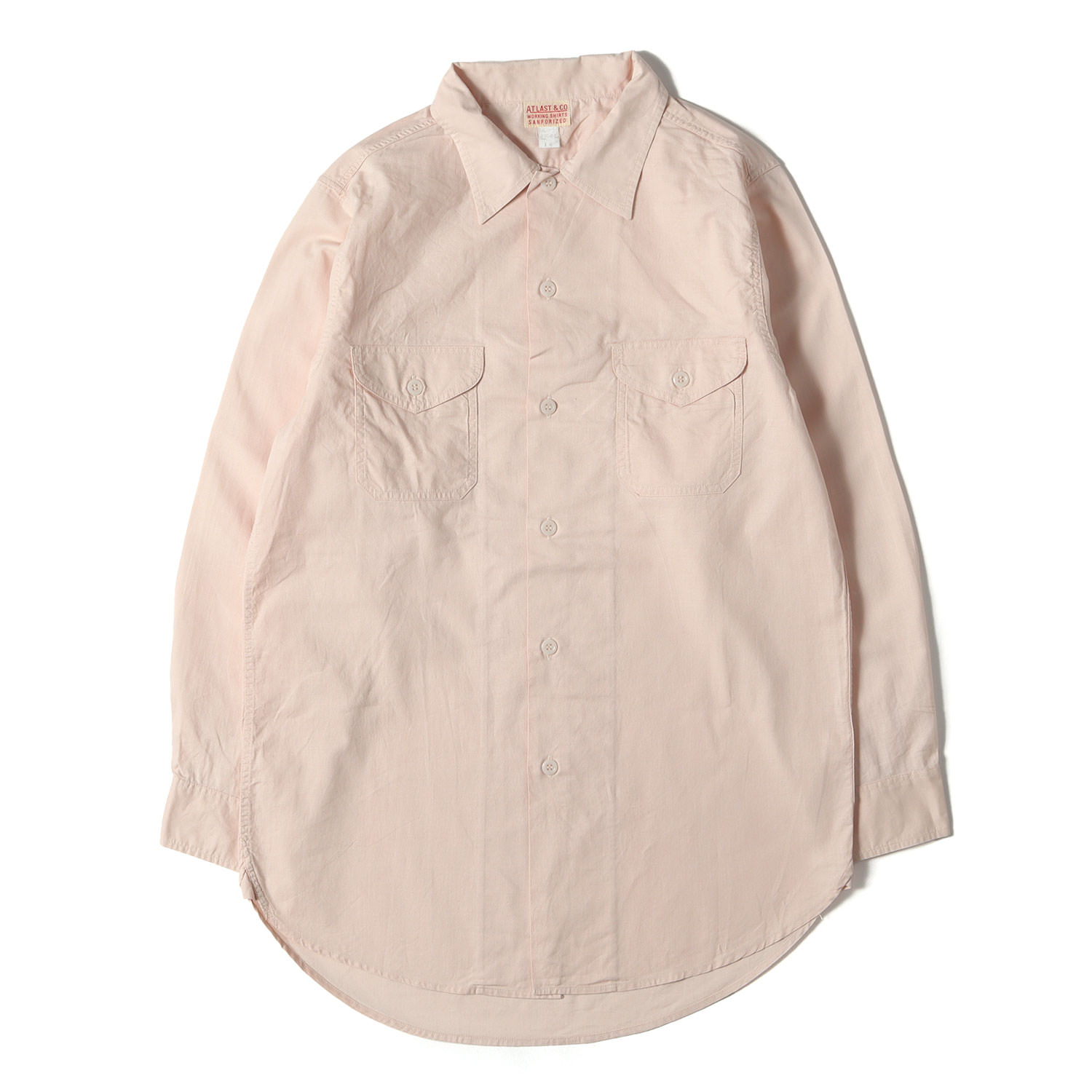 At LAST&CO アットラスト シャツ ベージュ サイズ:14 | コットンブロード ワークシャツ | トップス カジュアルシャツ 長袖【メンズ】【中古】【K4783】