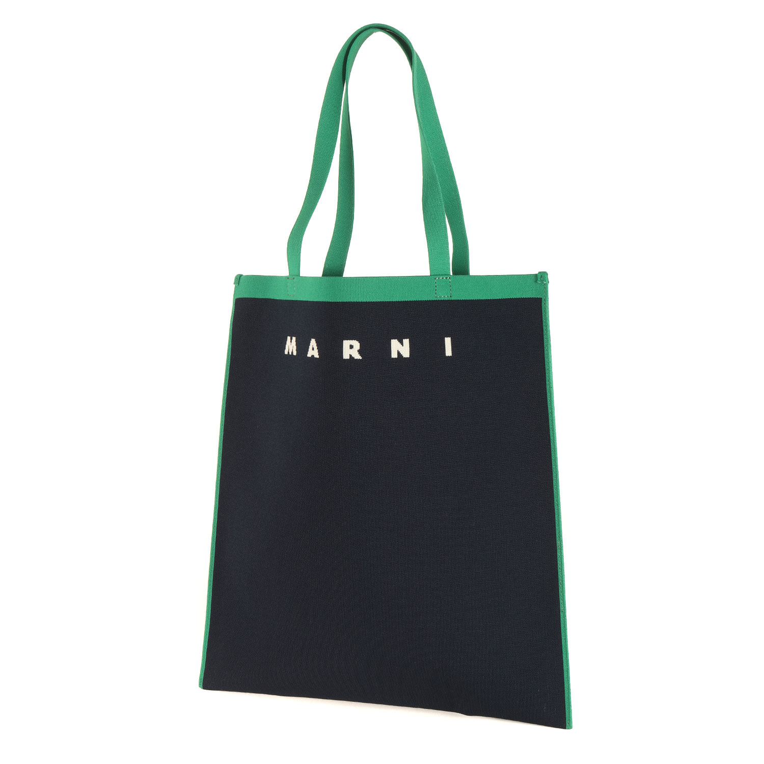 MARNI マルニ 御徒面子 | 22SS ロゴタイプ ジャ差し固める 肩先 トートバッグ | 米国海軍 紺 | イタリア製 | ブランド名 嚢【メンズ】【中古】【美品】【K4838】