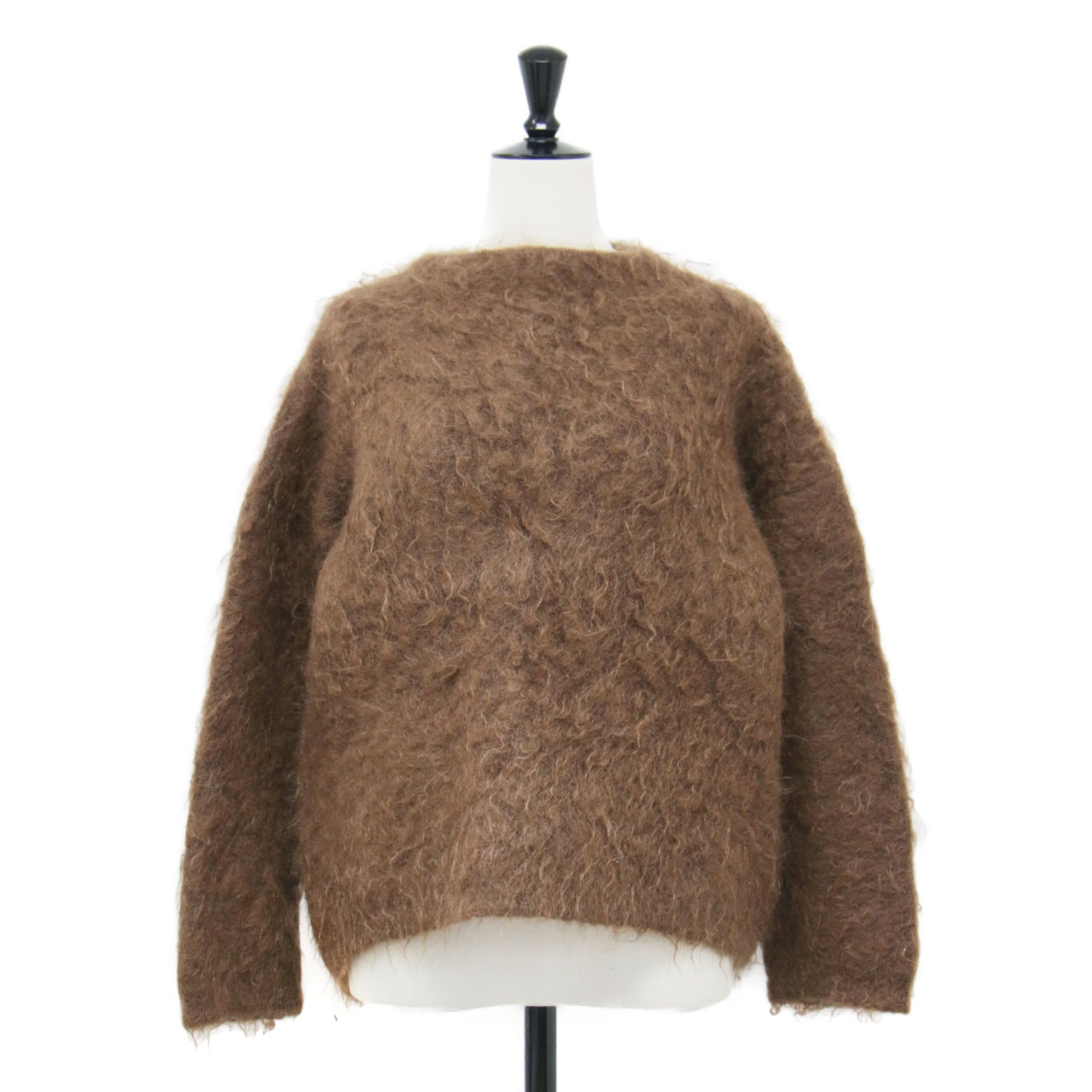 ATON エイトン ニット ブラウン サイズ:2(M) | 21秋冬 モヘヤ シャギー ボトルネック プルオーバー | MOHAIR SHAGGY BOTTLENECK PULLOVER | ニット 長袖 ウール | 日本製 | トップス【レディース】【中古】【K4778】