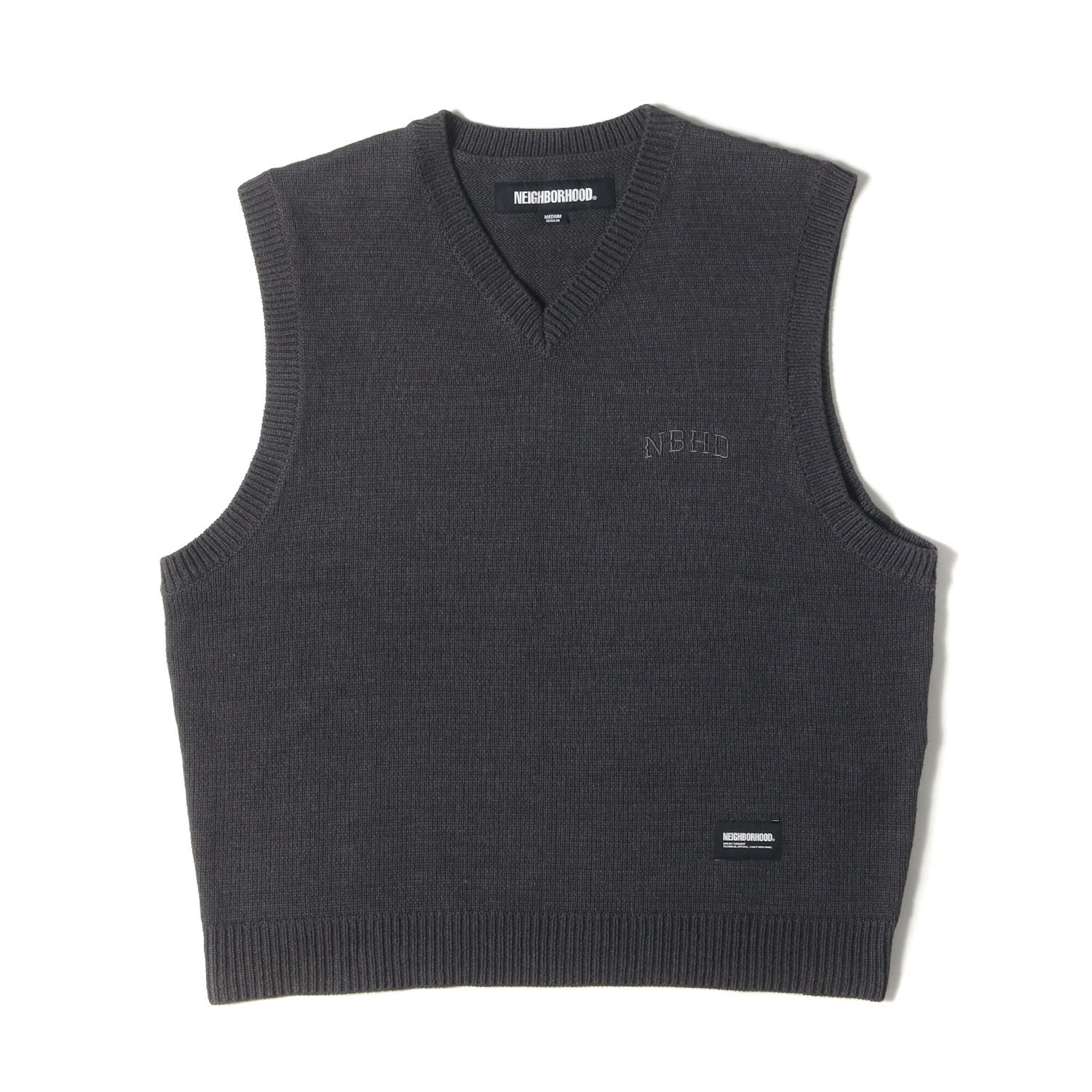 NEIGHBORHOOD ネイバーフッド ベスト グレー サイズ:M | 24SS Vネック ニットベスト(PLAIN V-NECK VEST) | トップス セーター【メンズ】【中古】【美品】【K4774】