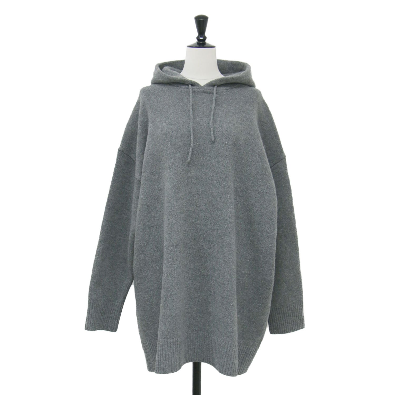 Plage プラージュ les Tendre パーカー グレー サイズ:FREE | 21秋冬 ウール カシミヤ オーバーサイズ フーディー | BIG HOODIE | チュニック丈 | トップス プルオーバー【レディース】【中古】【美品】【K4774】