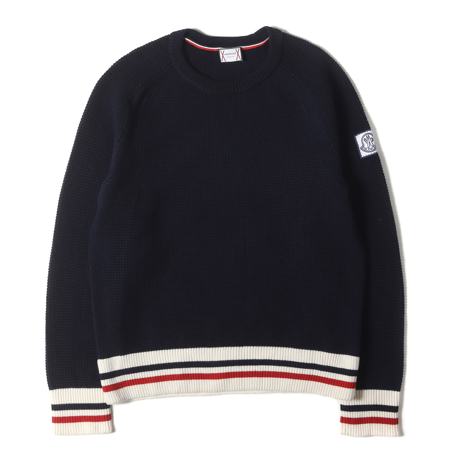 MONCLER GAMME BLEU モンクレールガムブルー 編み物 米国海軍 紺 大きさ:M | トリコロール 肋筋 編み物 プルオーバー (MAGLIONE TRICOT GIROCOLLO) | トップス | イタリア共和国製【メンズ】【中古】【K4858】