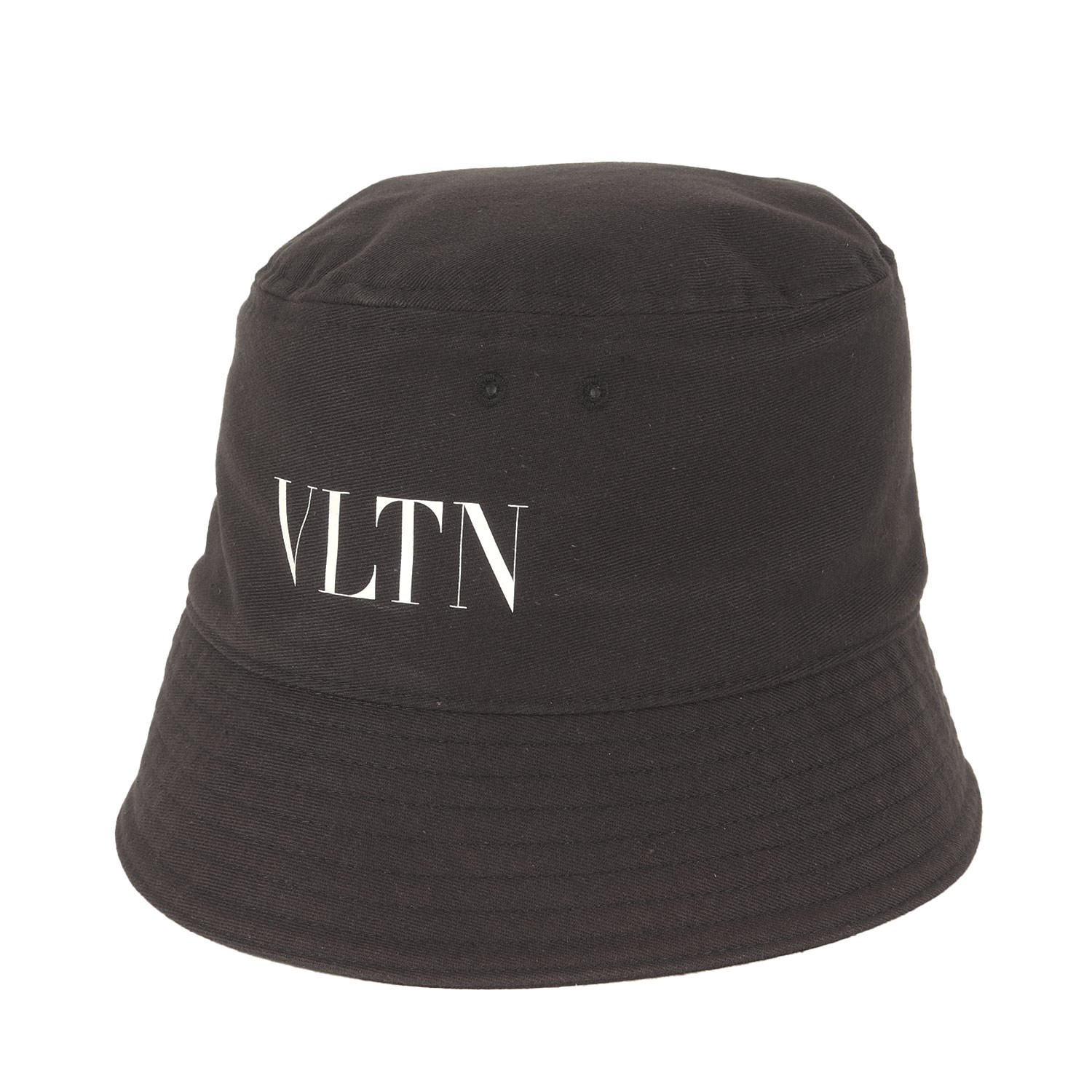 VALENTINO ヴァレンティノ ハット ブラック 黒 サイズ:59 | VLTNロゴ コットンツイル バケット ハット (VLTN Logo Bucket Hat) | イタリア製 | ブランド 帽子【メンズ】【中古】【K4773】