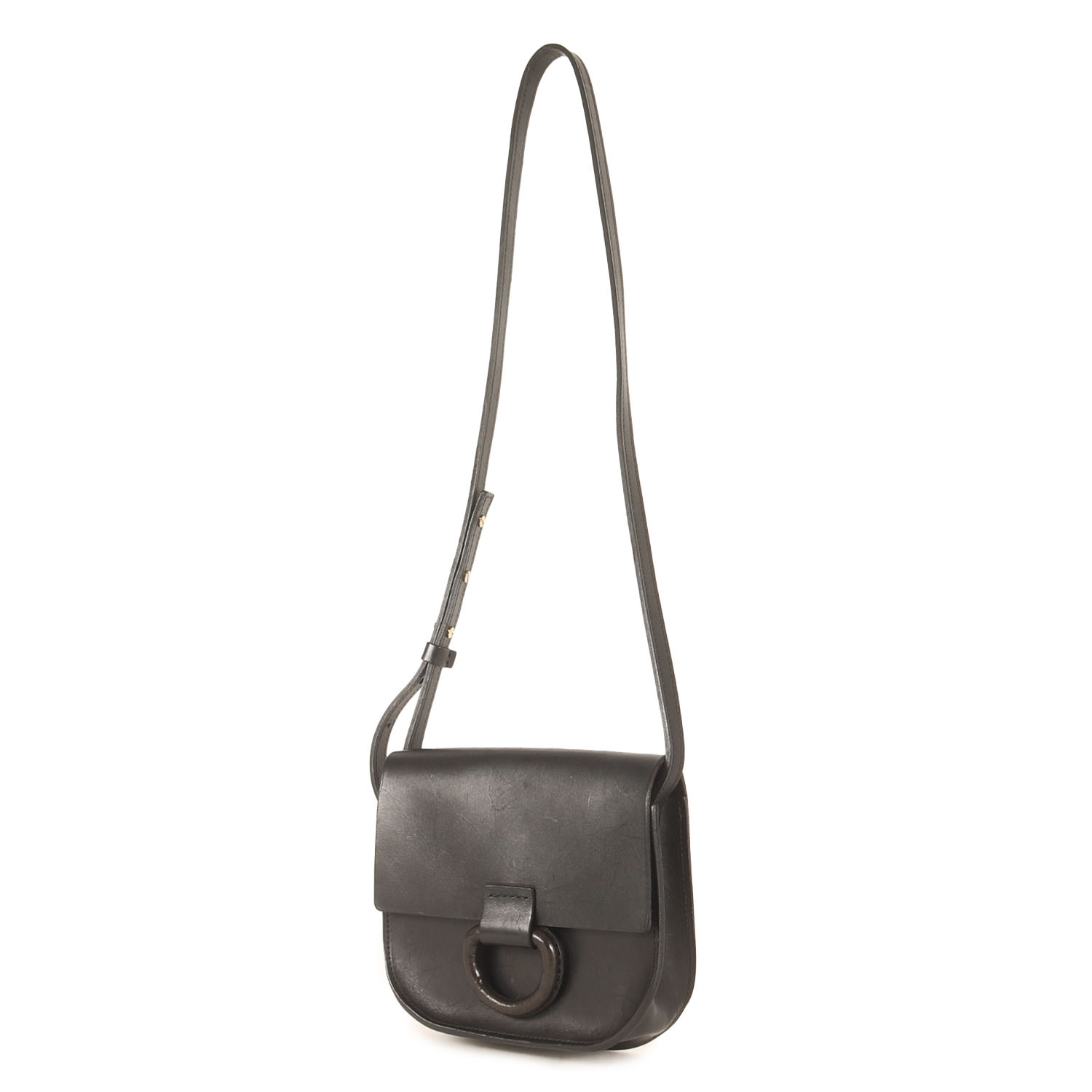 crescioni クレッシオーニ | サドルレザー ショルダー バッグ (Logan Bag) | ブラック 黒 | ブランド カバン【メンズ】【中古】【K4779】