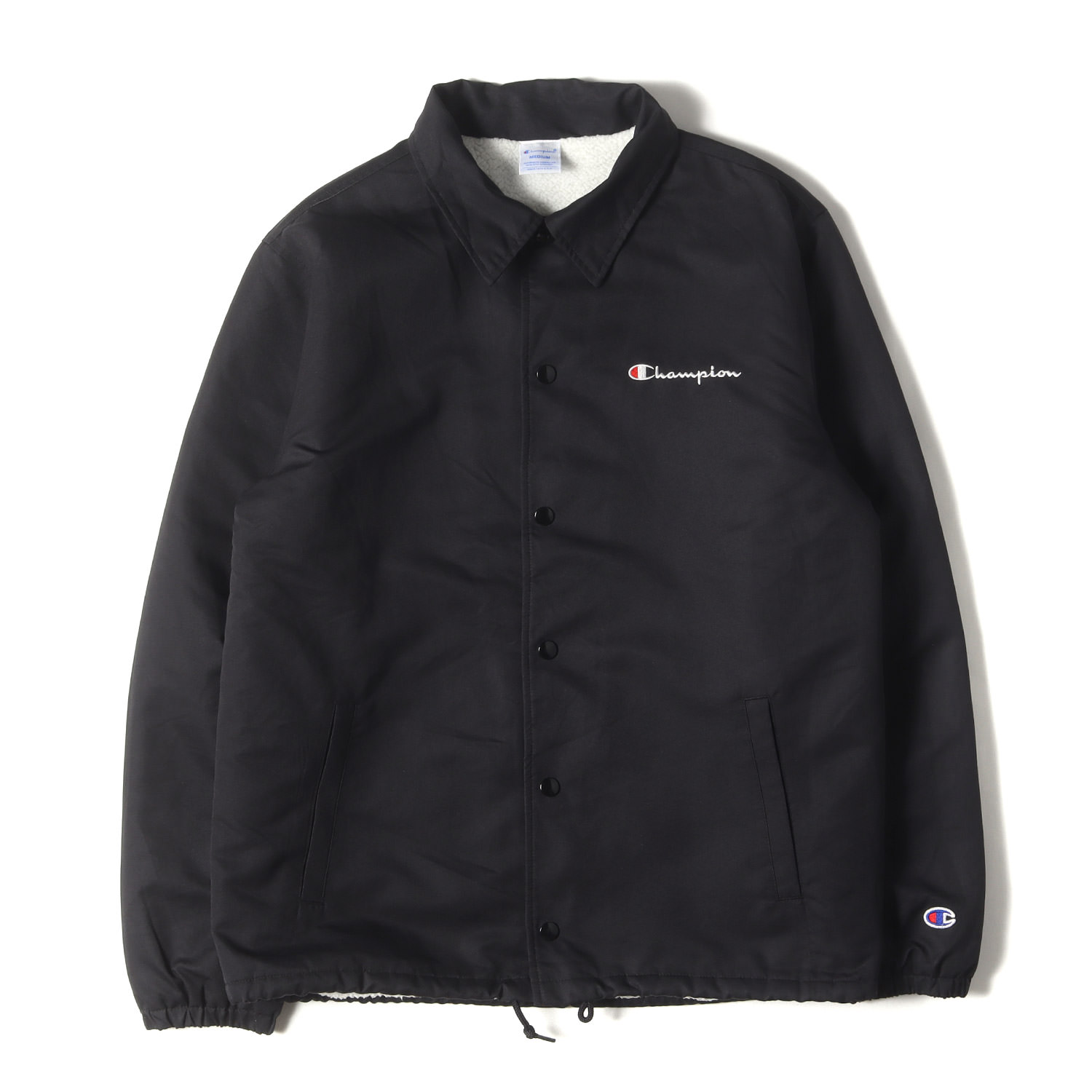 Champion チャンピオン ジャケット ブラック 黒 サイズ:M | 裏ボア コーチジャケット | アウター ブルゾン 上着【メンズ】【中古】【K4783】