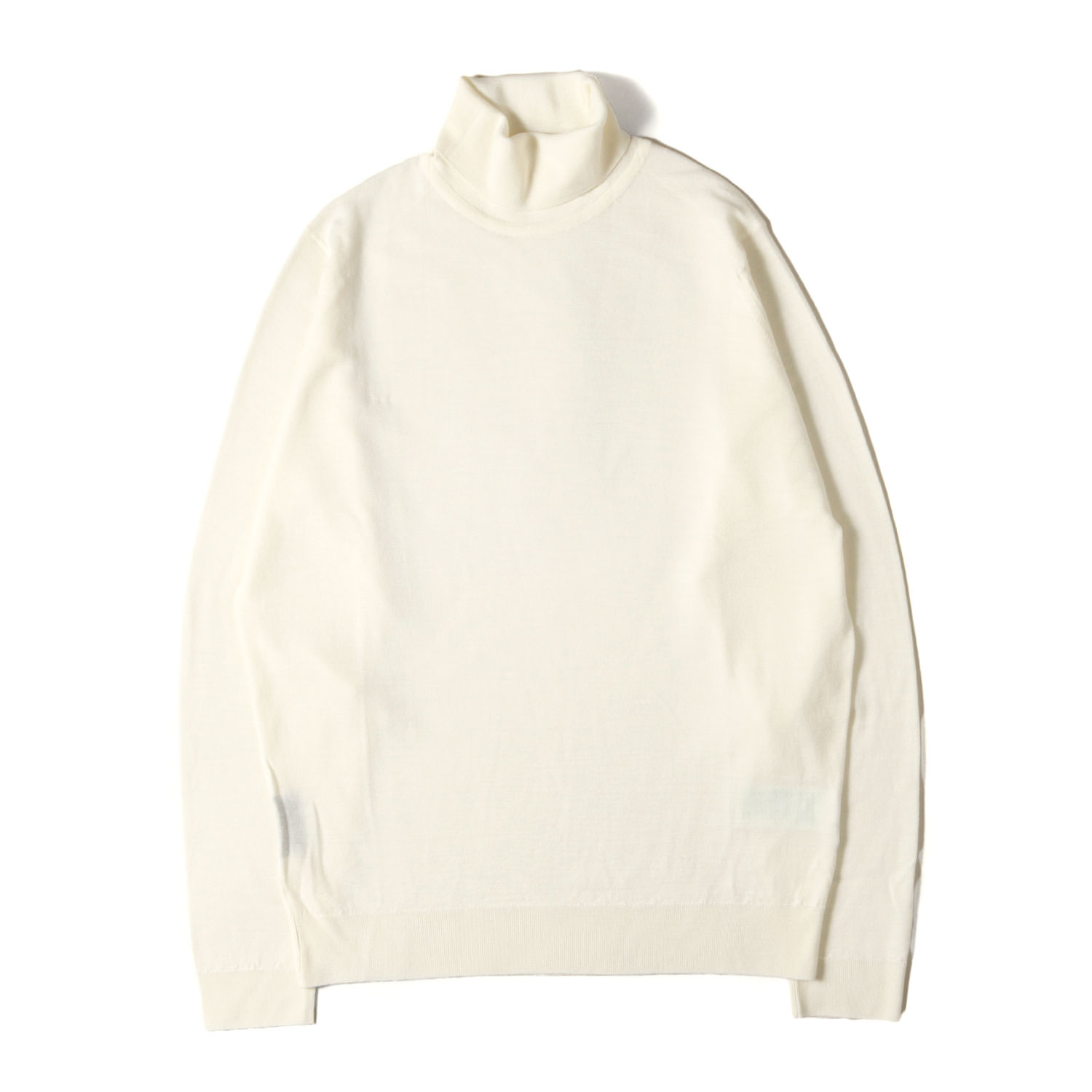 JOHN SMEDLEY ジョンスメドレー ニット ホワイト サイズ:L | タートルネック ハイゲージ メリノウール ニット セーター | MADE IN ENGLAND | トップス【メンズ】【中古】【美品】【K4746】