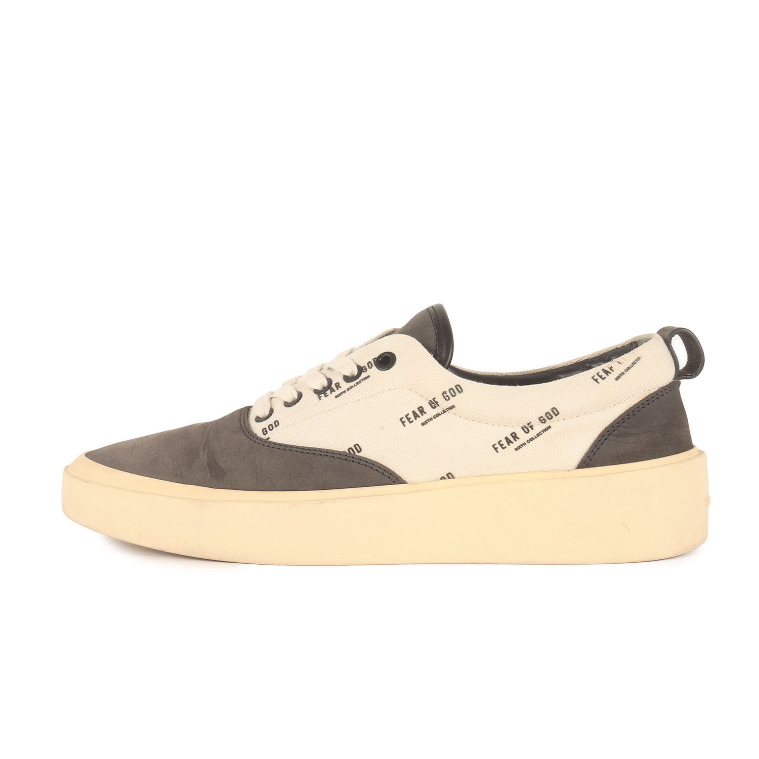 FEAR OF GOD フィアオブゴッド 大いさ:43 | ロゴタイプ目論む 置き目取りすてる スニーカー (101LACE UP SNEAKER) | 黒いこと 皮膚軟化剤 | イタリア製 | ブランド名 シューズ 靴【メンズ】【中古】【K4838】
