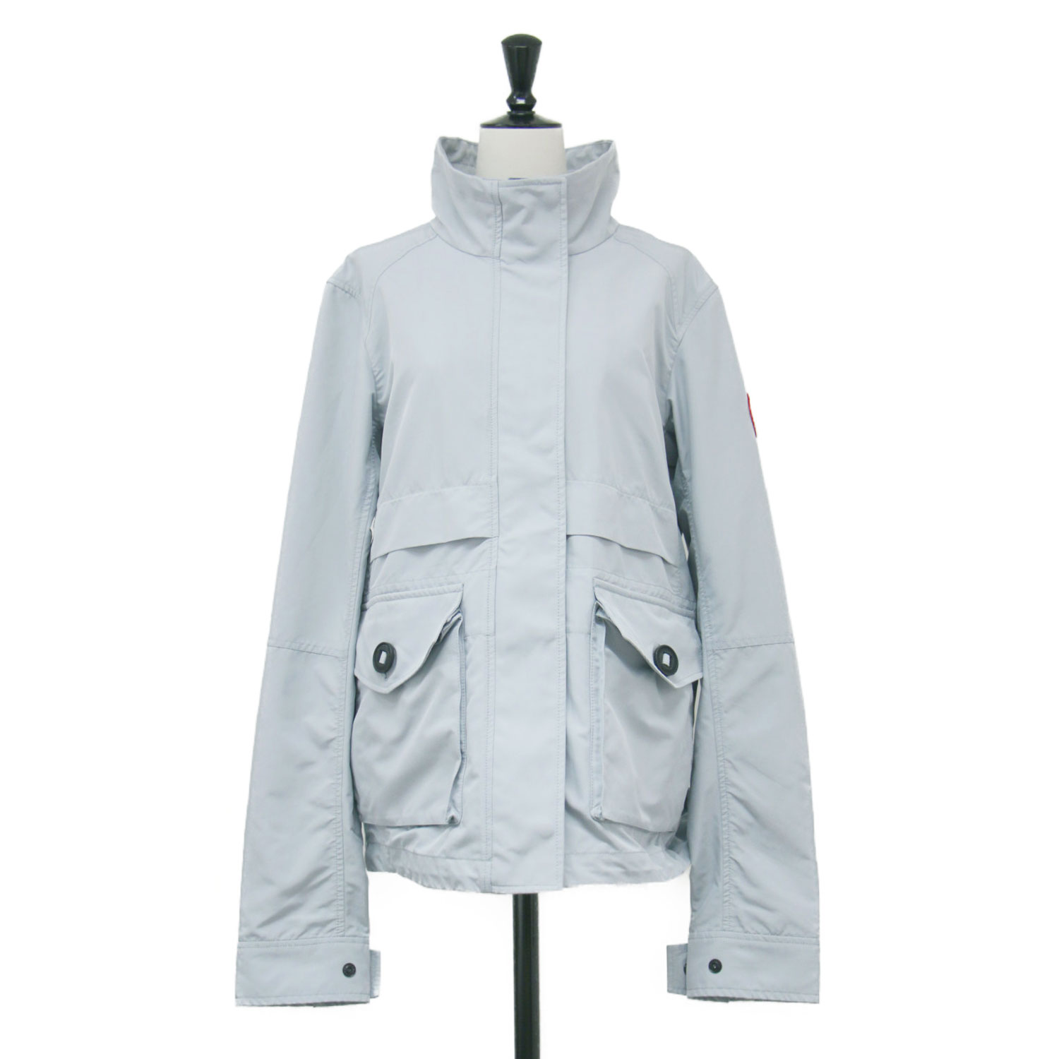 CANADA GOOSE カナダグース ジャケット グレー サイズ:M/M | エルミラ ボンバー ジャケット | ELMIRA BOMBER | スタンドカラー ワッペン ナイロン | アウター ブルゾン 上着【レディース】【中古】【K4808】