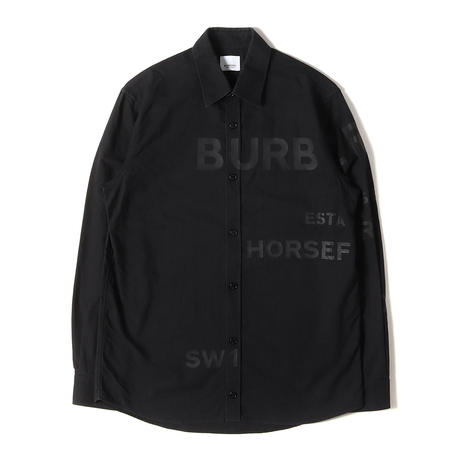 BURBERRY バーバリー シャツ ブラック 黒 サイズ:XS | ティッシ期 ホースフェリー オックスフォードコットン ボタンシャツ (HORSEFERRY L/S SHIRT) | トップス カジュアルシャツ 長袖【メンズ】【中古】【K4803】