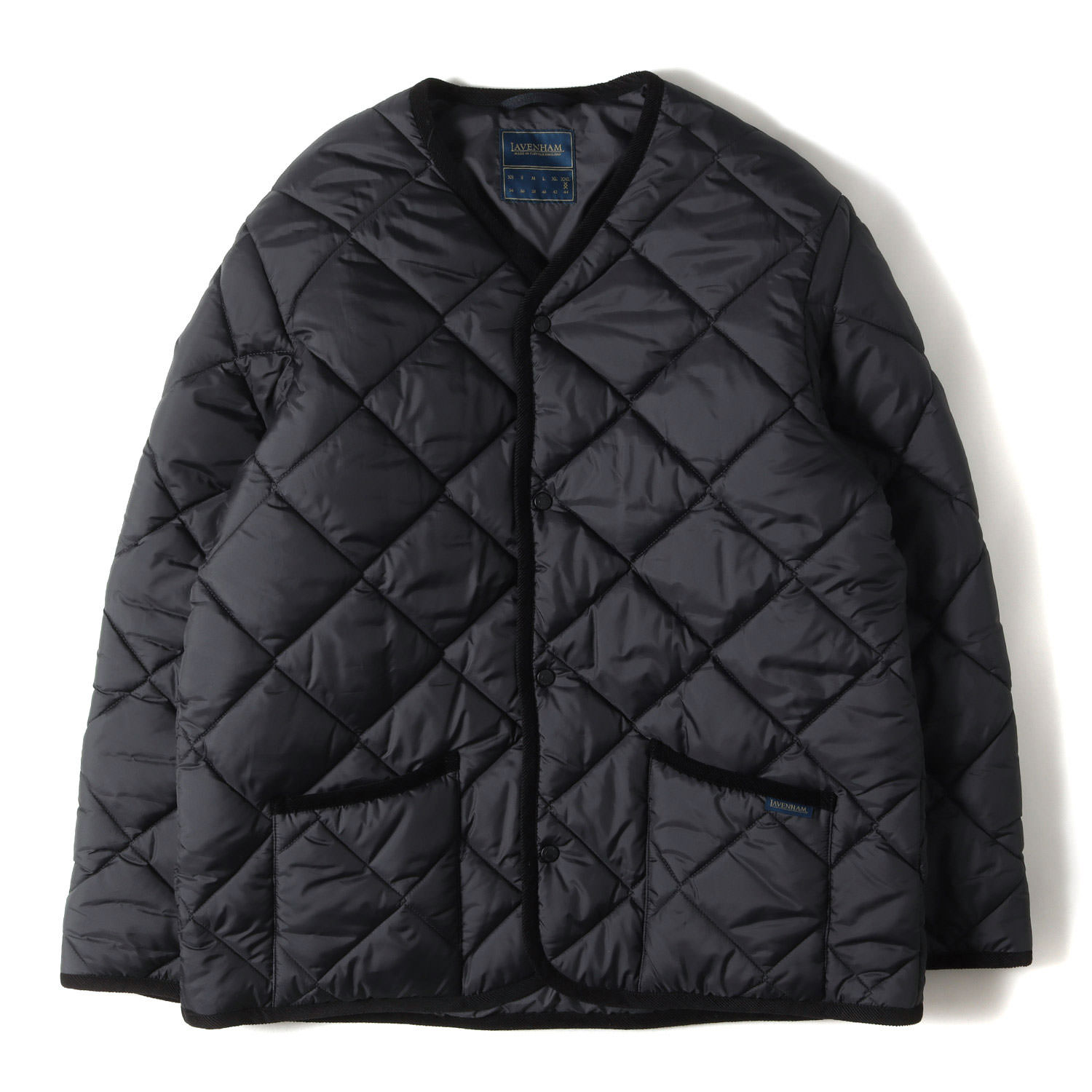 LAVENHAM ラベンハム ジャケット ブラック 黒 サイズ:XXL | ノーカラー キルティング パテッド ジャケット | アウター ブルゾン 上着【メンズ】【中古】【美品】【K4785】