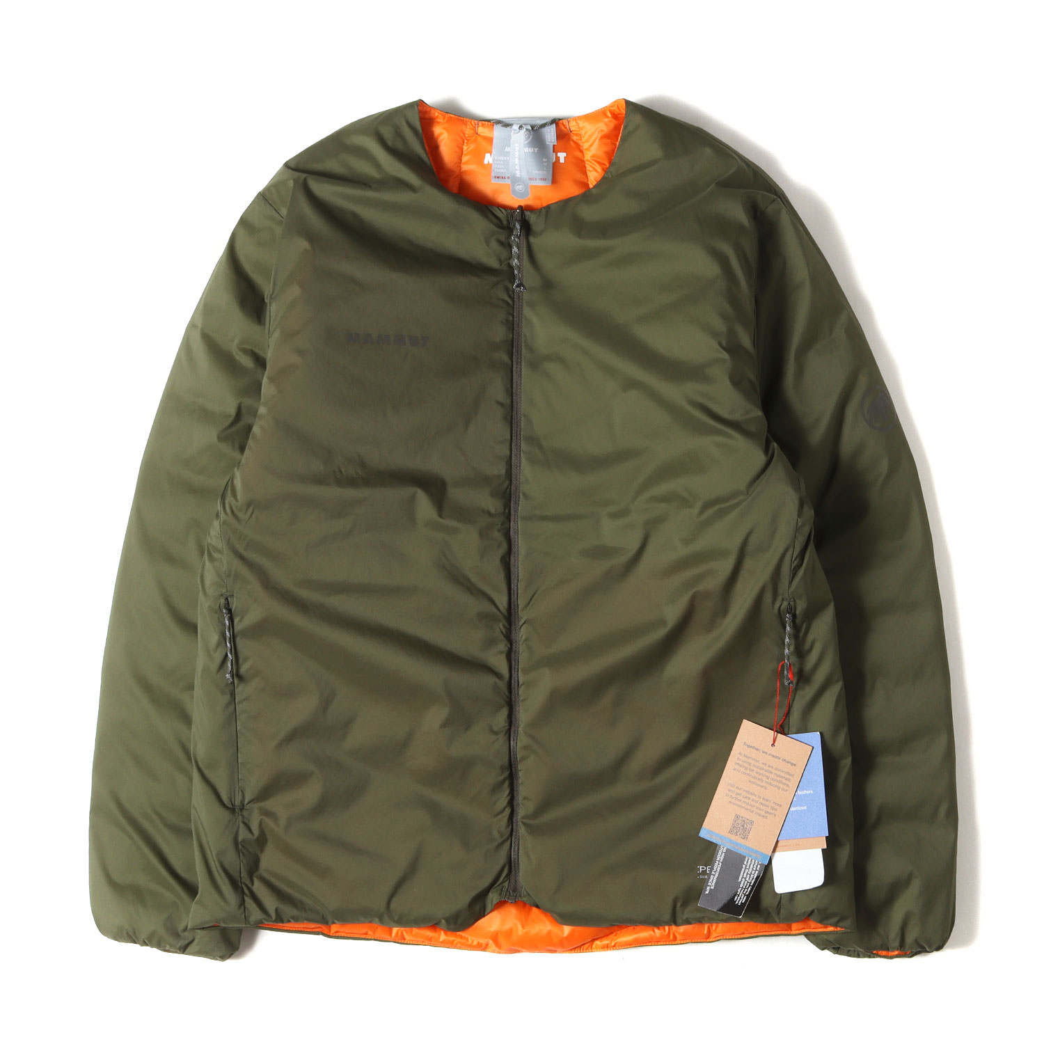 MAMMUT マムート ジャケット カーキ オレンジ dark marsh-sunrise サイズ:M | セオン インサレーション カーディガン リバーシブル インナー ダウンジャケット Seon IN Cardigan | 上着 アウター ブルゾン【メンズ】【K4837】｜ブランド古着のBEEGLE by Boo-Bee