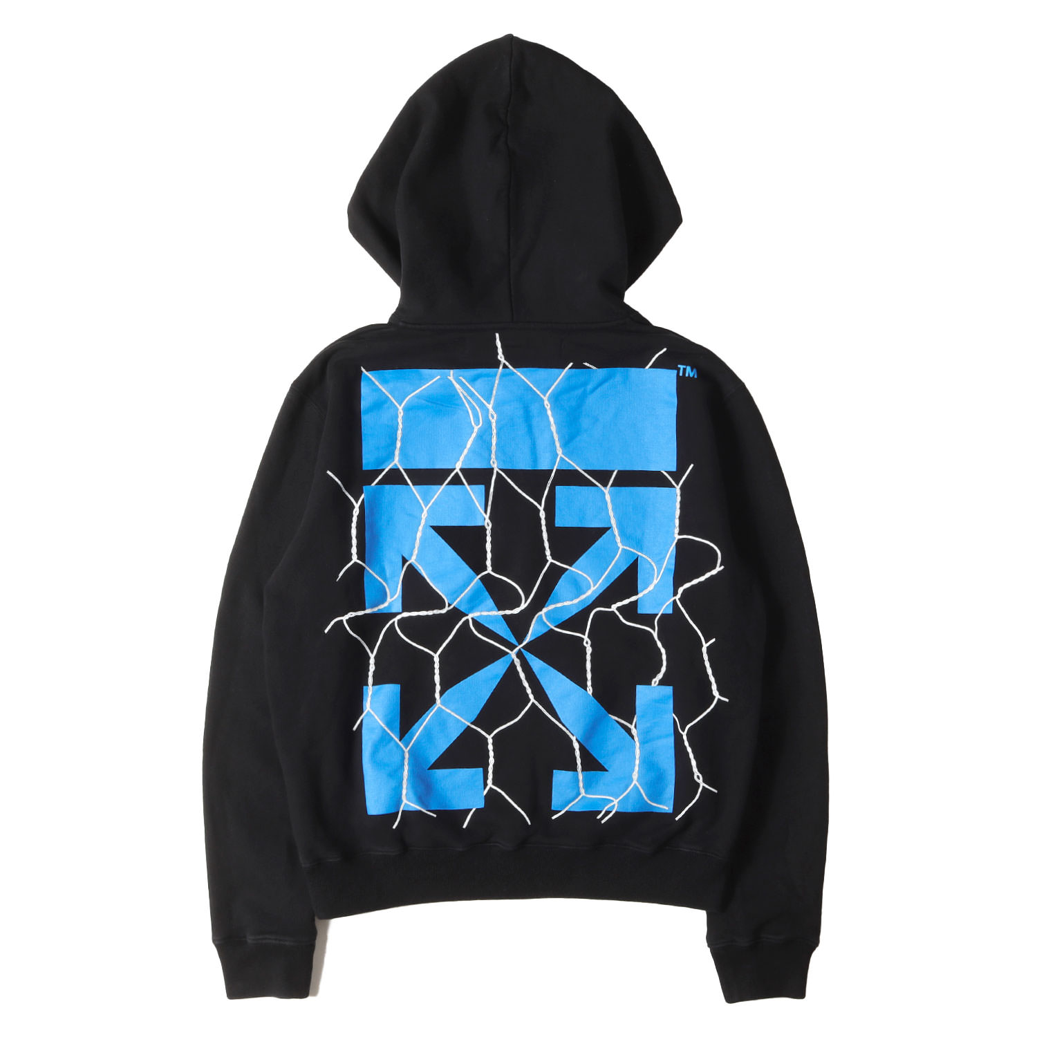 OFF-WHITE オフホワイト パーカー ブラック 黒 サイズ:M | フェンスアロー スウェットパーカー (FENCE ARROWS HOODIE SWEATSHIRT) | トップス フーディー【メンズ】【中古】【K4746】