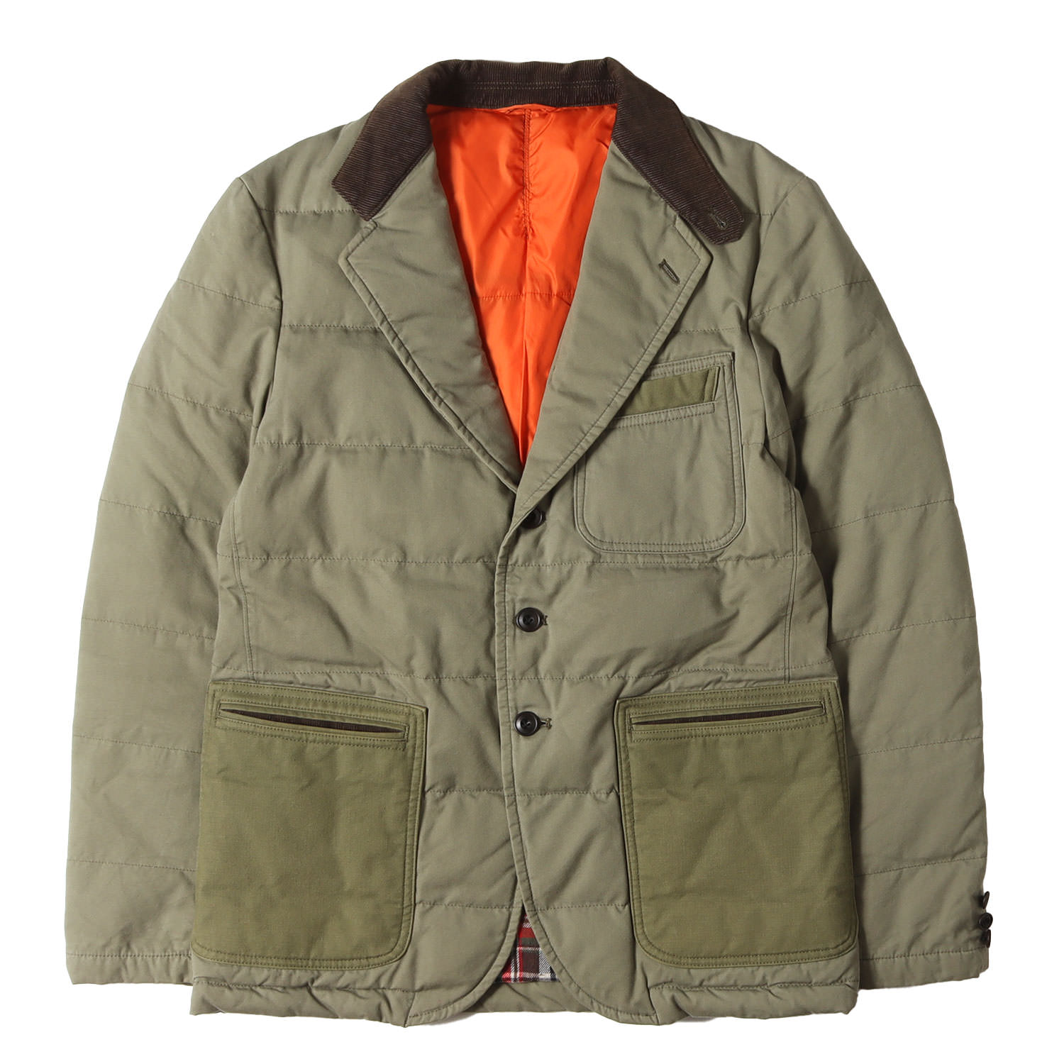COMME des GARCONS HOMME コム デ ギャルソン オム ジャケット カーキ オレンジ サイズ:M | 製品洗い加工 ミリタリー コットン 3B ダウン テーラードジャケット 2014年製 | 上着 アウター ブルゾン【メンズ】【中古】【K4746】
