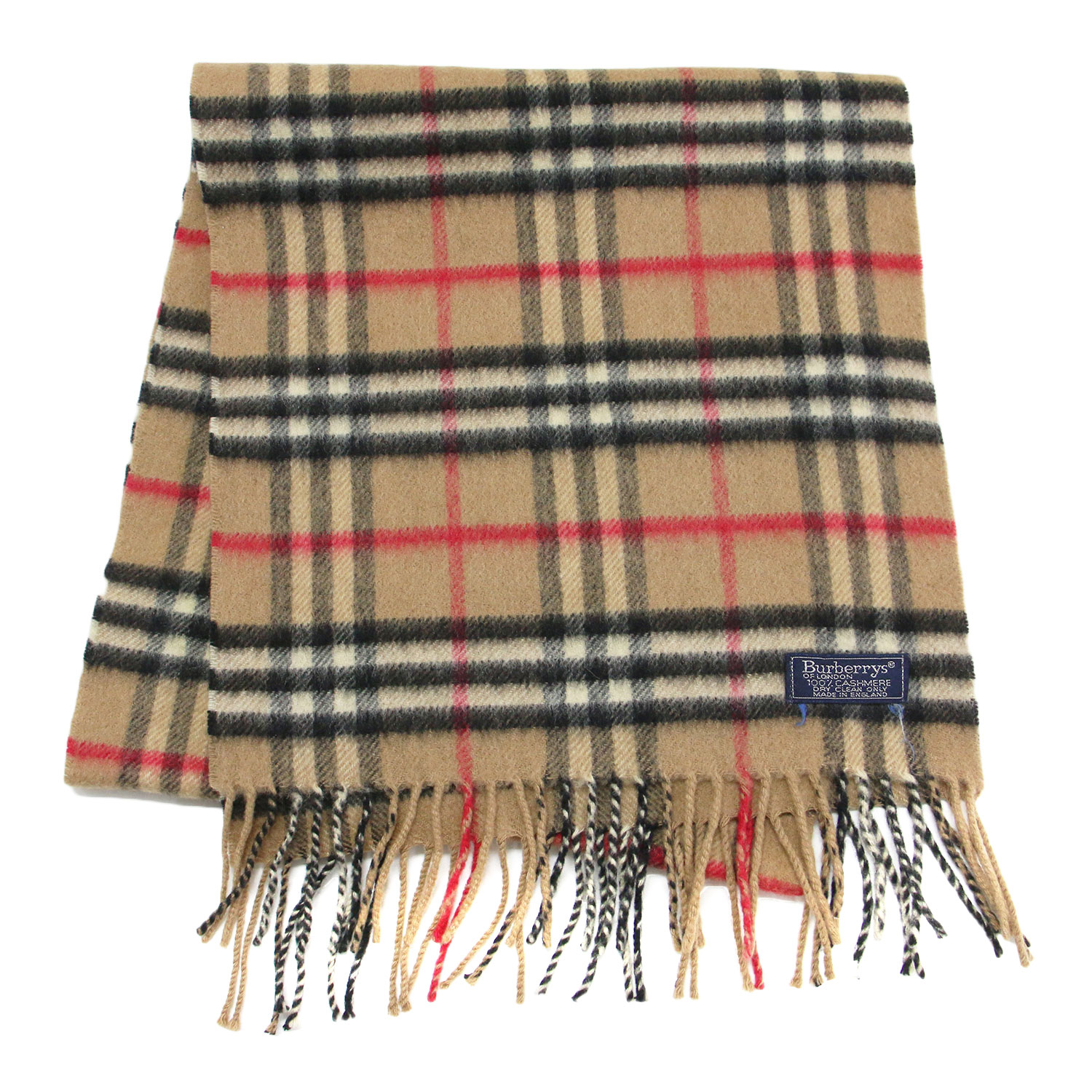 BURBERRY バーバリー えり巻き | ノバチェック カシミール えり巻き / 袈裟 | フリンジ | ベージュ系 | 連合王国製 ブランド名 流行り物 科目 小物【レディース】【中古】【K4837】