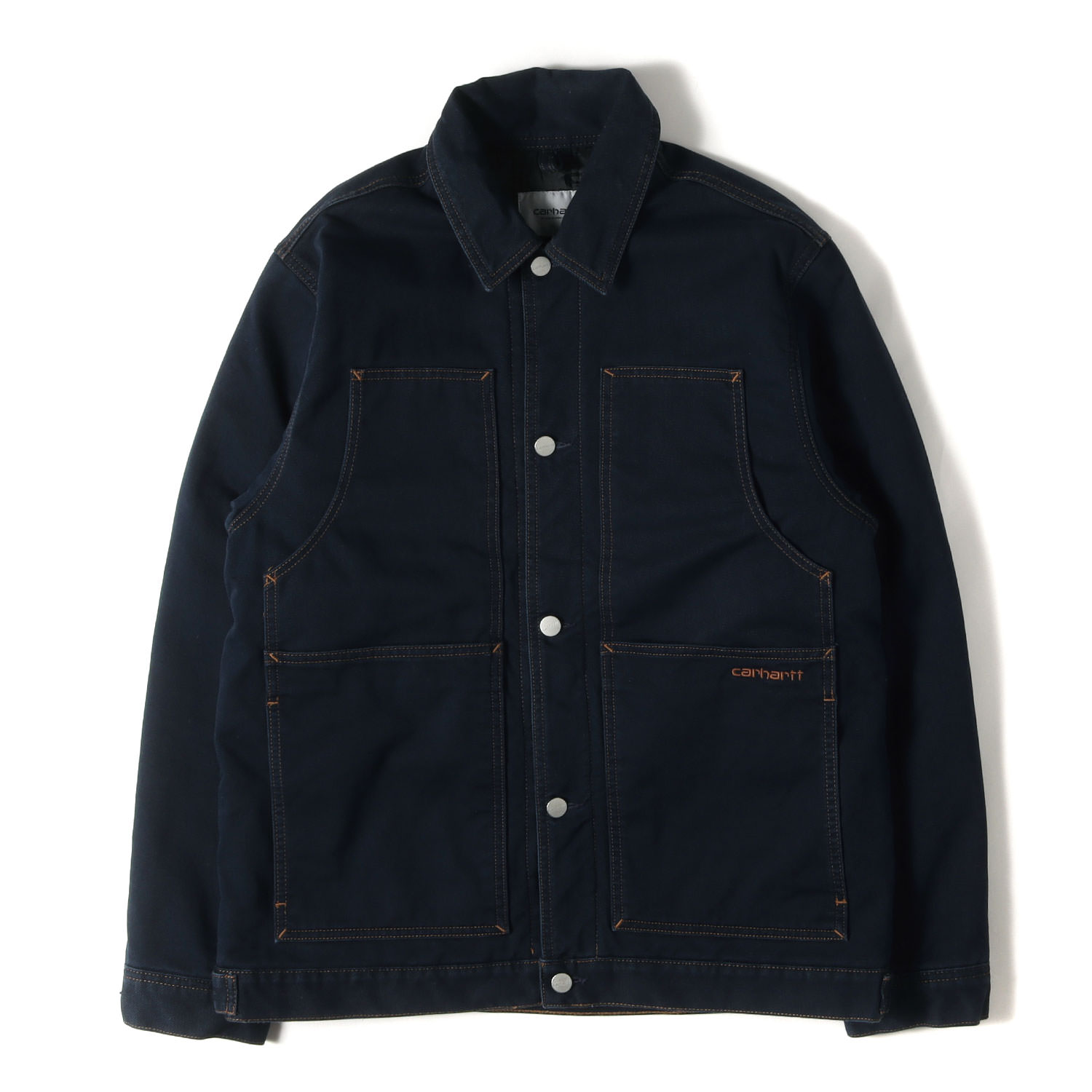 Carhartt WIP カーハート ジャケット ネイビー 紺 サイズ:S | ヘビーツイル ダブル フロント ワークジャケット (DOUBLE FRONT JACKET) | アウター ブルゾン 上着 コーデ スタイル【メンズ】【中古】【K4778】 14,865円