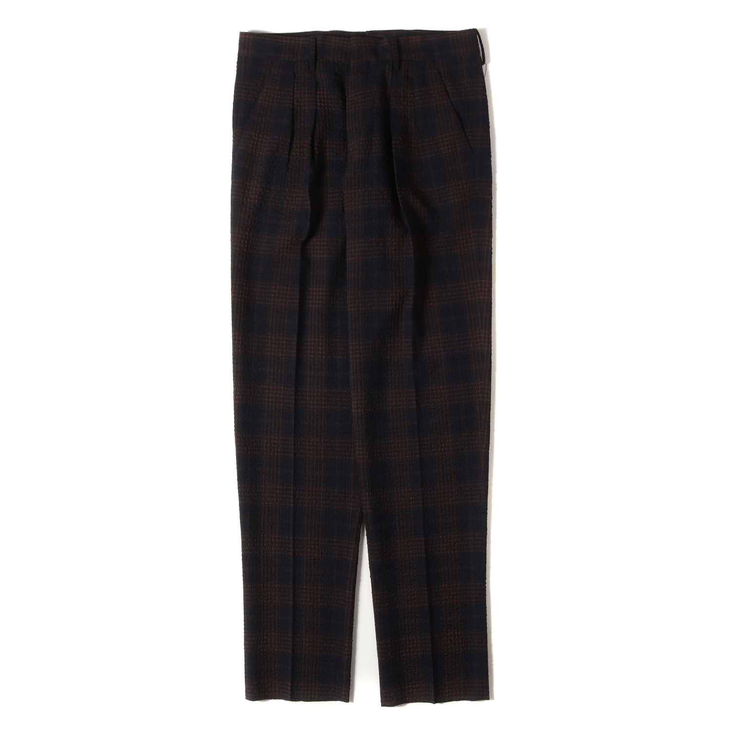 MACKINTOSH LONDON マッキントッシュ パンツ ネイビー ブラウン サイズ:ウエスト86 | 24SS ANGELICO ウールシアサッカー トラウザーズ スラックス パンツ | MADE IN JAPAN | ボトムス ズボン【メンズ】【K4778】