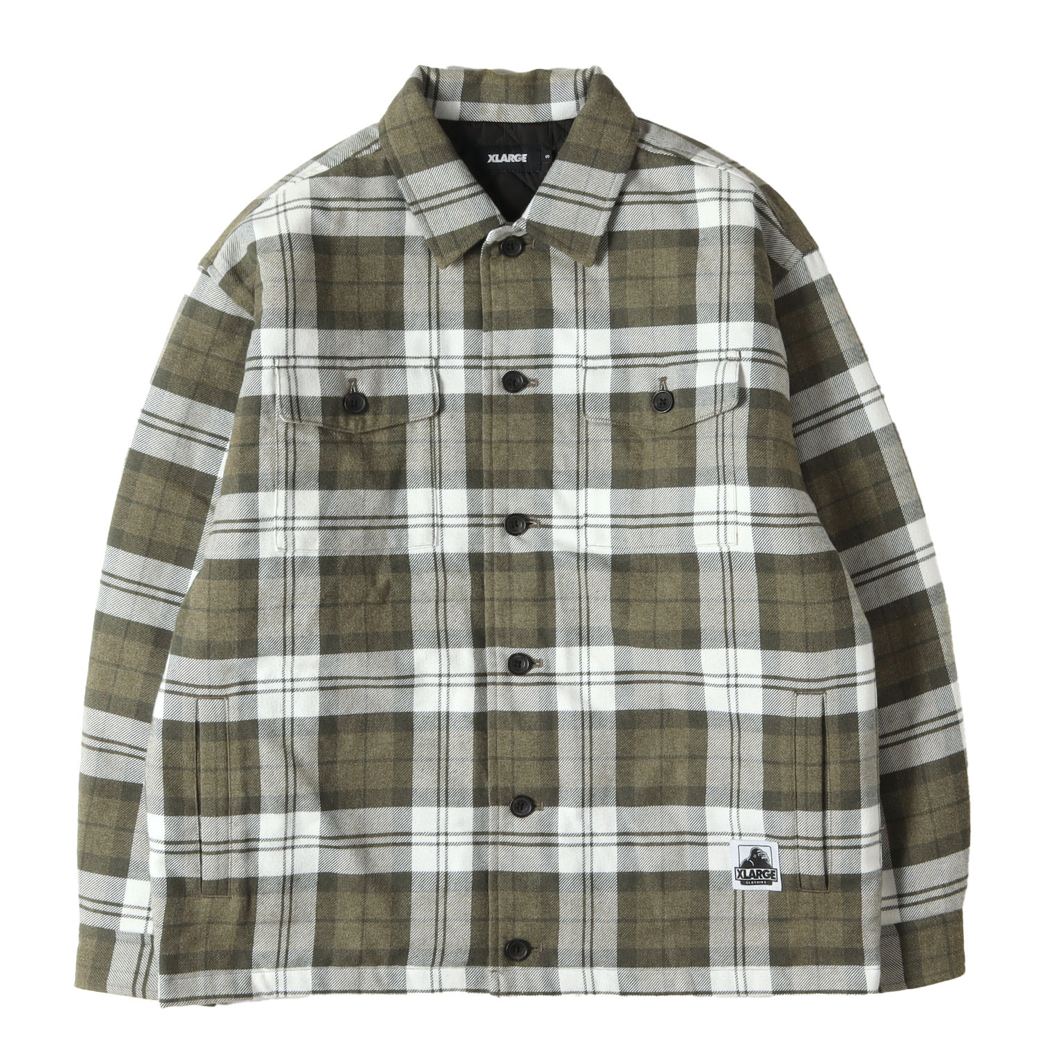 X-LARGE エクストララージ 上衣 緑であること×白いこと 大きさ:S | 22AW 裏地キルティング 照合のしるしフランネル プルオーバー上衣 (QUILTED CHECK SHIRT JACKET) | アウター 上衣 厚地の外套【メンズ】【中古】【美品】【K4837】
