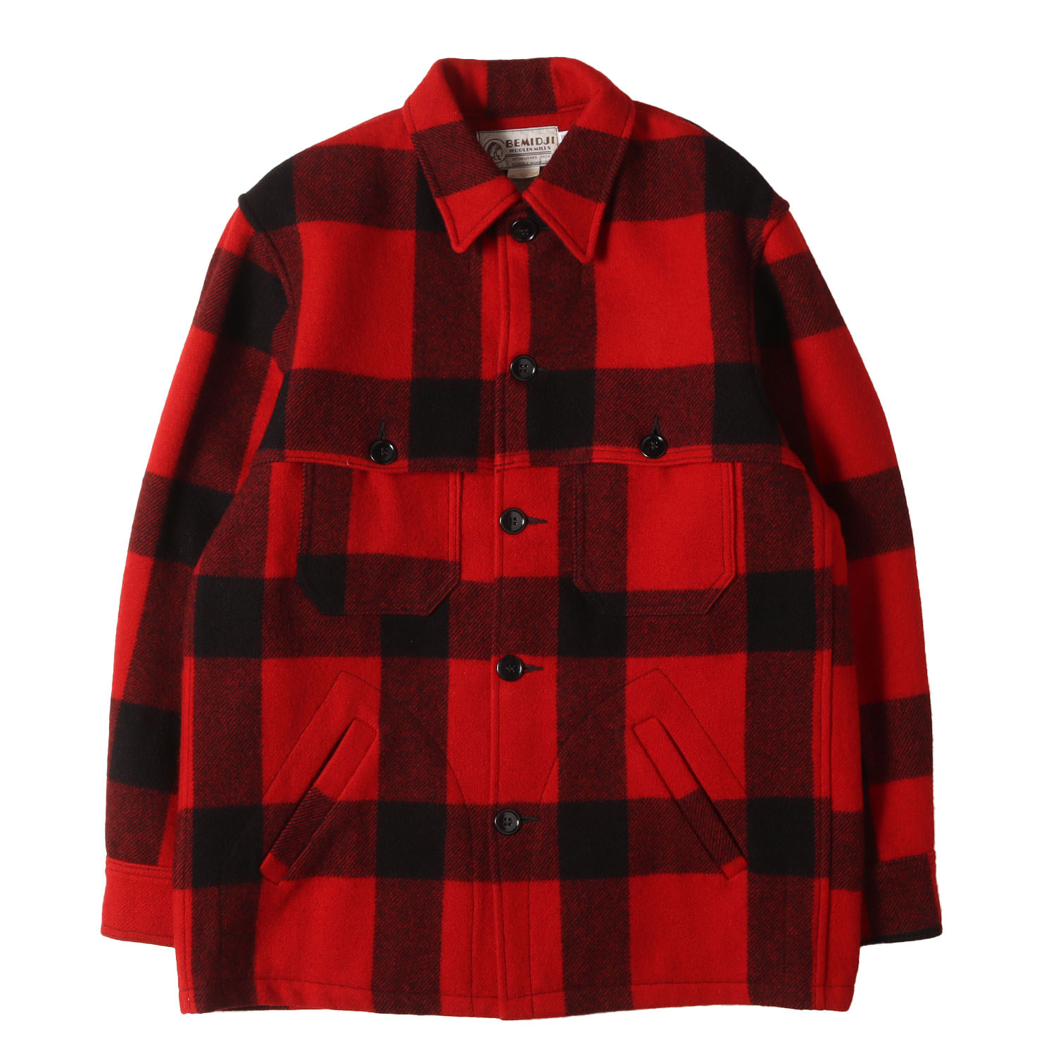 BEMIDJI WOOLEN MILLS ベミジウーレンミルズ ジャケット レッド ブラック 赤黒 サイズ:38 | ダブルマッキーノ チェックウール ハンティングジャケット | アウター ブルゾン 上着【メンズ】【中古】【美品】【K4783】 10,465円