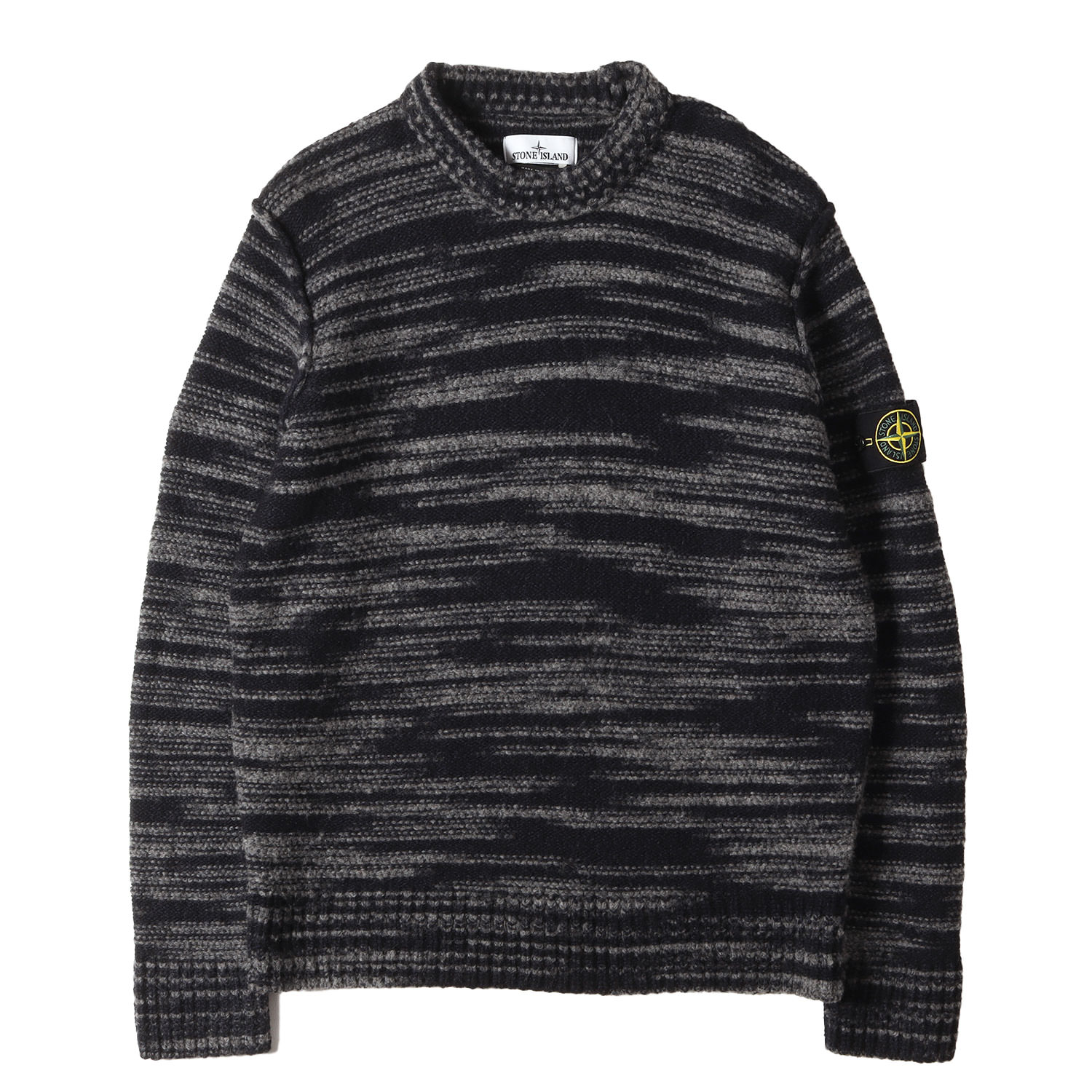 STONE ISLAND ストーンアイランド ニット ヘザーグレー ヘザーネイビー サイズ:M | 23AW モックネック ニット セーター (LOGO BADGE SWEATER) | トップス 【メンズ】【中古】【美品】【K4790】｜詳細画像