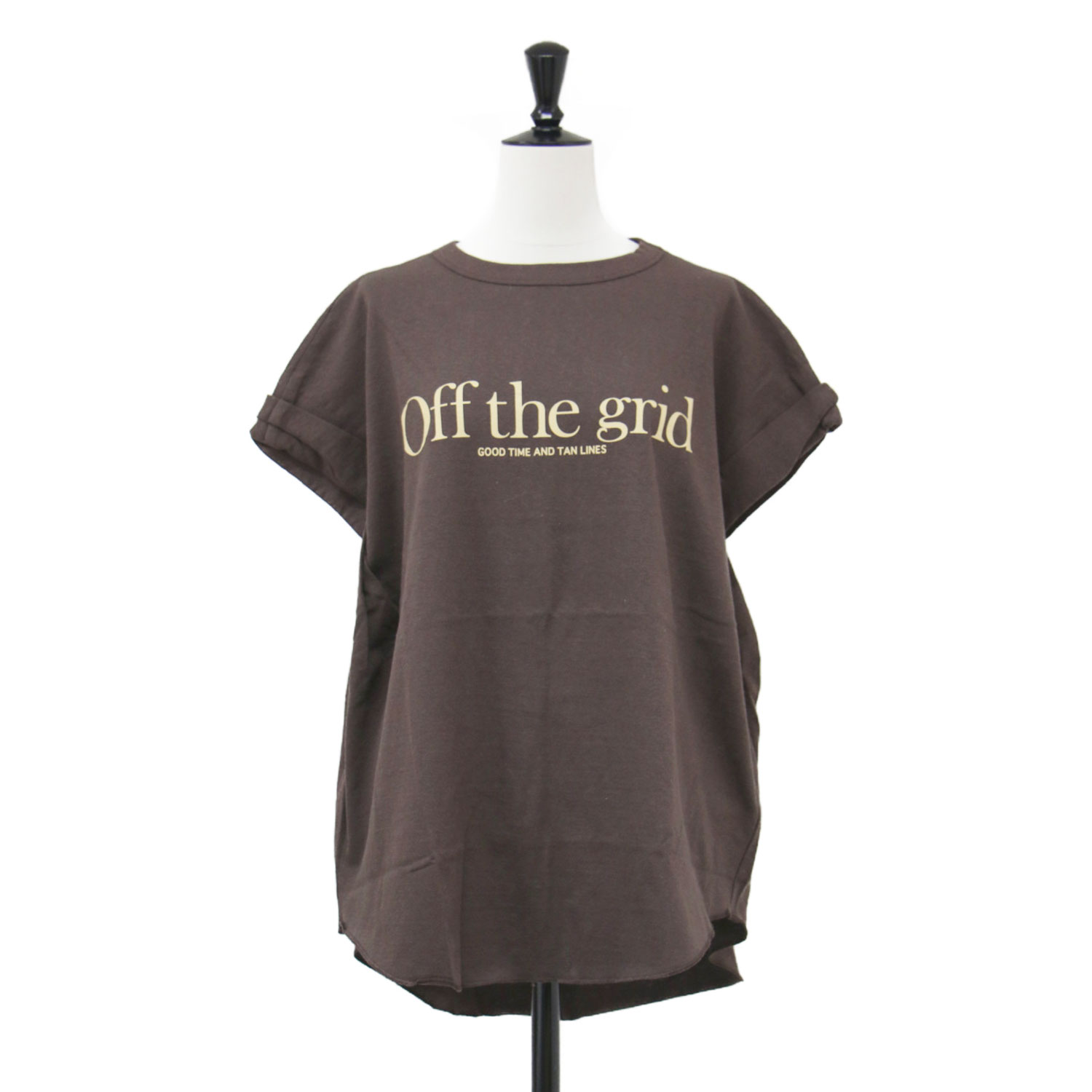 AMERICANA アメリカーナ × LAppartement 別注 Tシャツ ブラウン サイズ:FREE | 25春夏 ロゴ プリント フレンチスリーブ Tシャツ | Off the grid T-shirt | クルーネック コットン | 日本製 | トップス カットソー 半袖【レディース】【K4772】