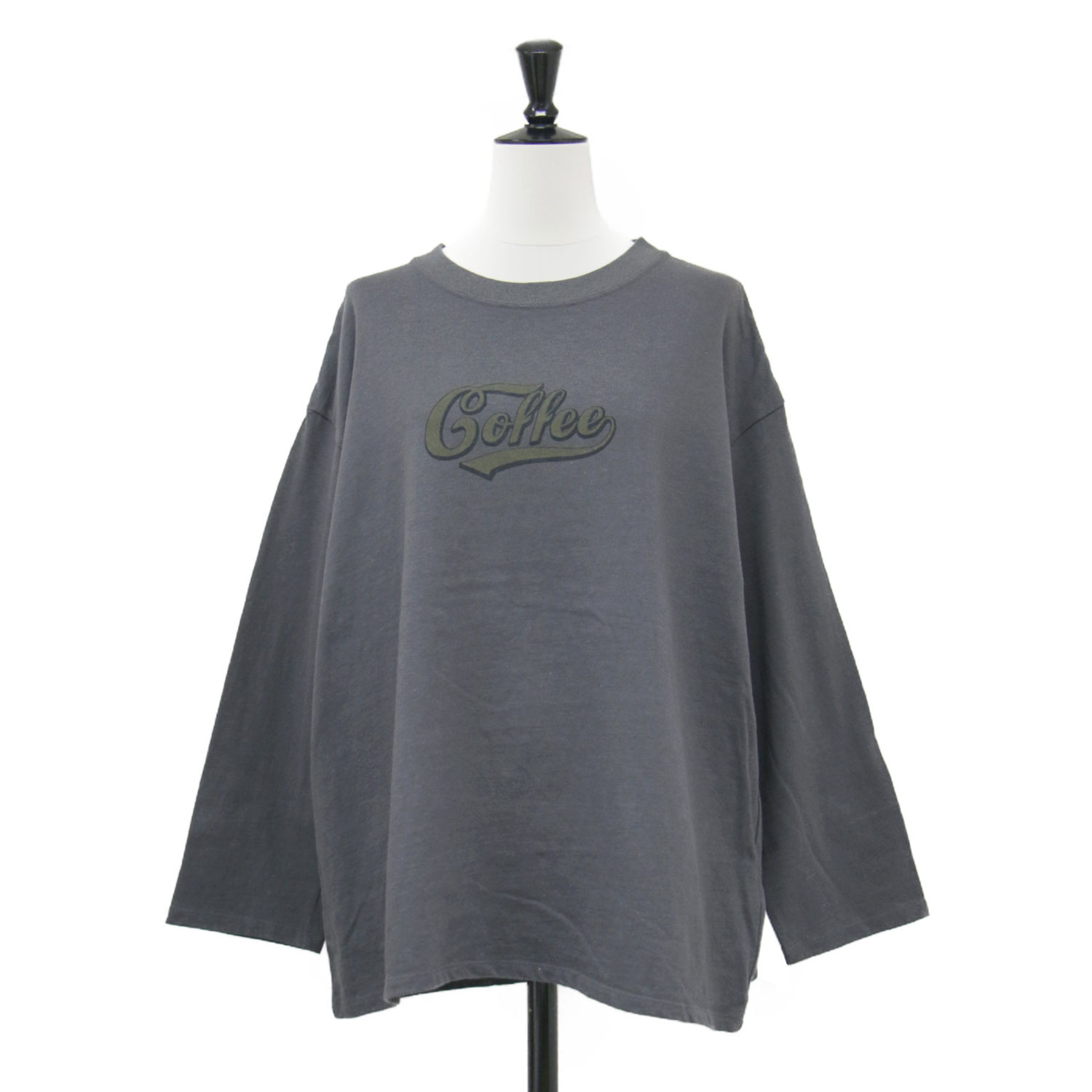 Cloth&Cross クロス＆クロス Tシャツ チャコール サイズ:FREE | 25秋冬 妄想カフェ ロングスリーブ Tシャツ | プルオーバー クルーネック コットン ネップ加工 | 日本製 | トップス カットソー 長袖【レディース】【中古】【K4784】