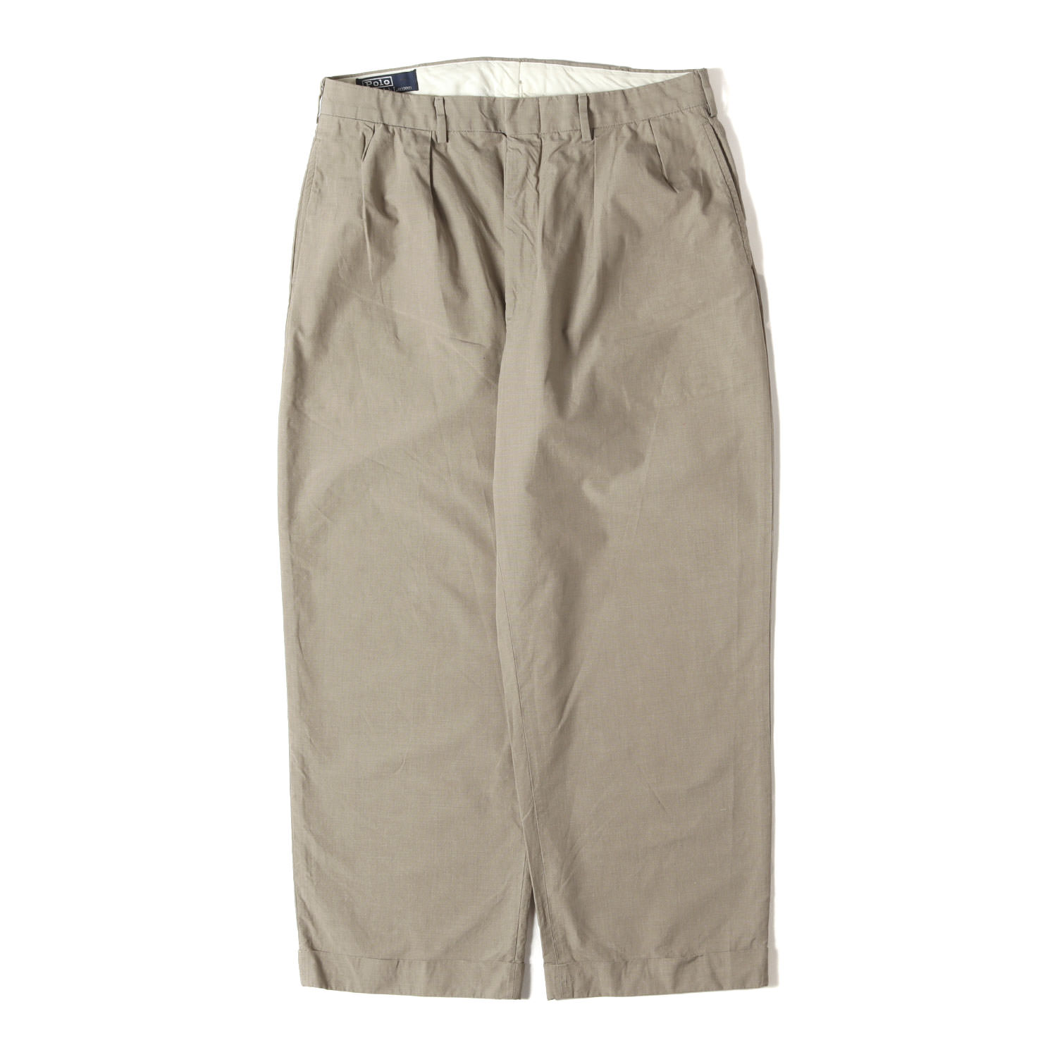 POLO Ralph Lauren ポロ ラルフローレン ズボン下 グレージュ系 大いさ:34×32 | 90s ツータック 綿織物 広広とした トラウザーパンツ | 90日にち 古着 | ボトムス ズボン【メンズ】【中古】【K4815】 ズボン・パンツ-メンズファッション