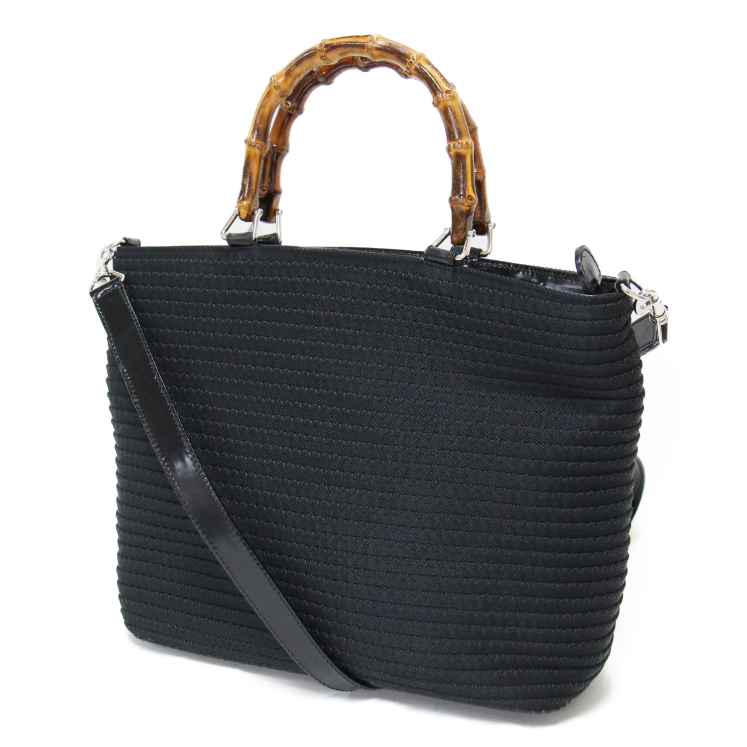 GUCCI グッチ バッグ ブラック 黒 バンブーハンドル トートバッグ ショルダーバッグ 2WAY 肩掛け キャンバス レザー イタリア製 ブランド カバン【レディース】【中古】【K4873】|ブランド古着のBEEGLE by Boo-Bee