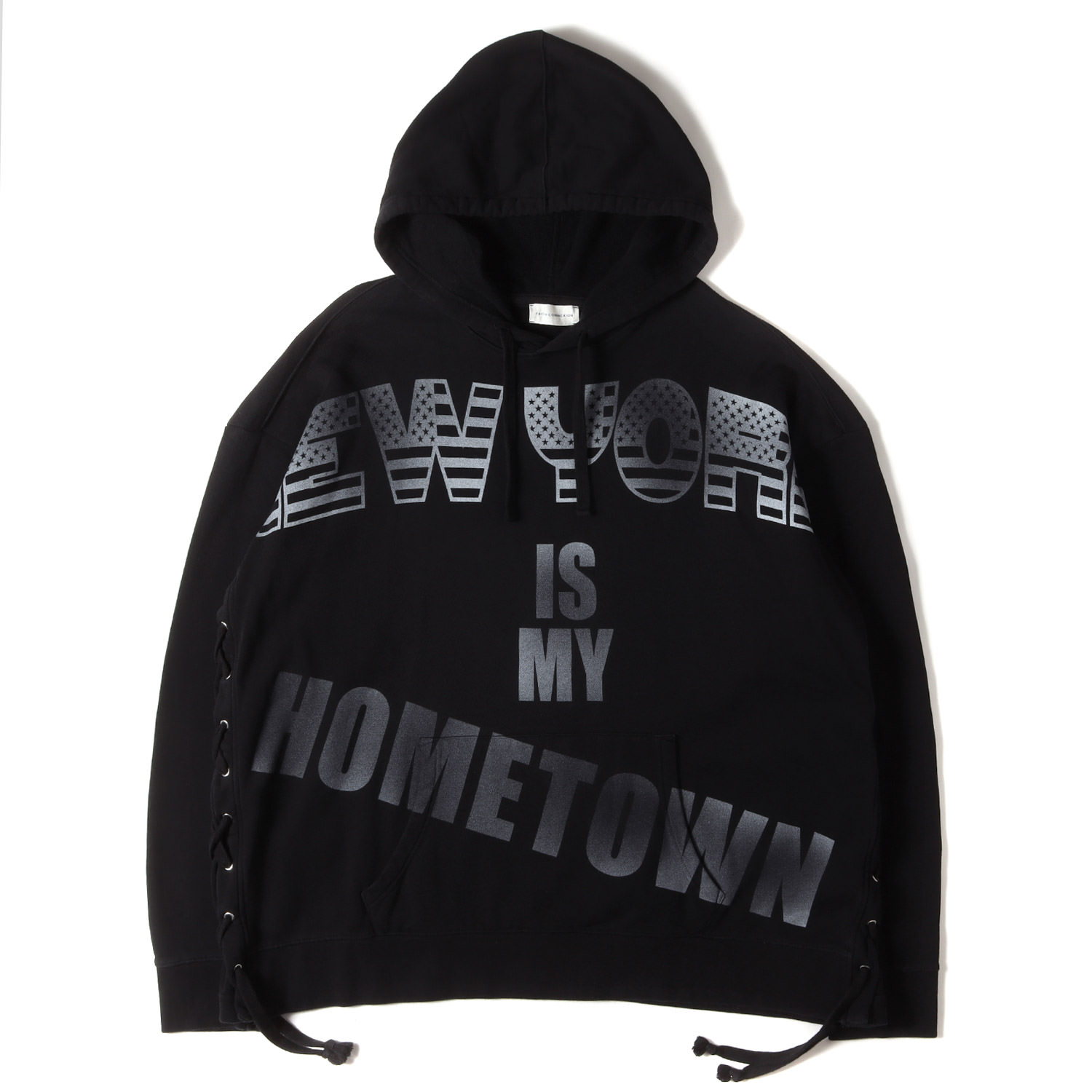 FAITH CONNEXION フェイス コネクション パーカー ブラック 黒 サイズ:M | NEW YORK IS MY HOMETOWN スウェット パーカー | トップス フーディー プルオーバー【メンズ】【中古】【K4780】