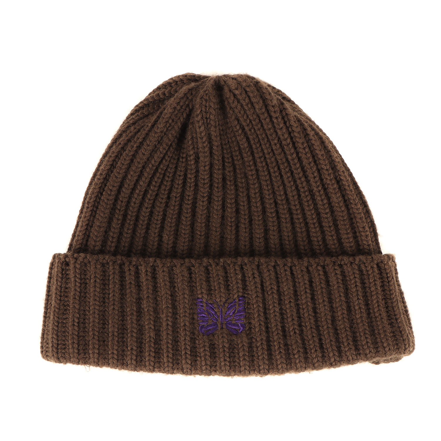 NEEDLES ニードルズ ビーニー オリーブ サイズ:FREE | 24AW パピヨン刺繍 ワッチビーニー (Watch Cap Merino Wool) | 日本製 ブランド ニットキャップ 帽子【メンズ】【中古】【美品】【K4786】
