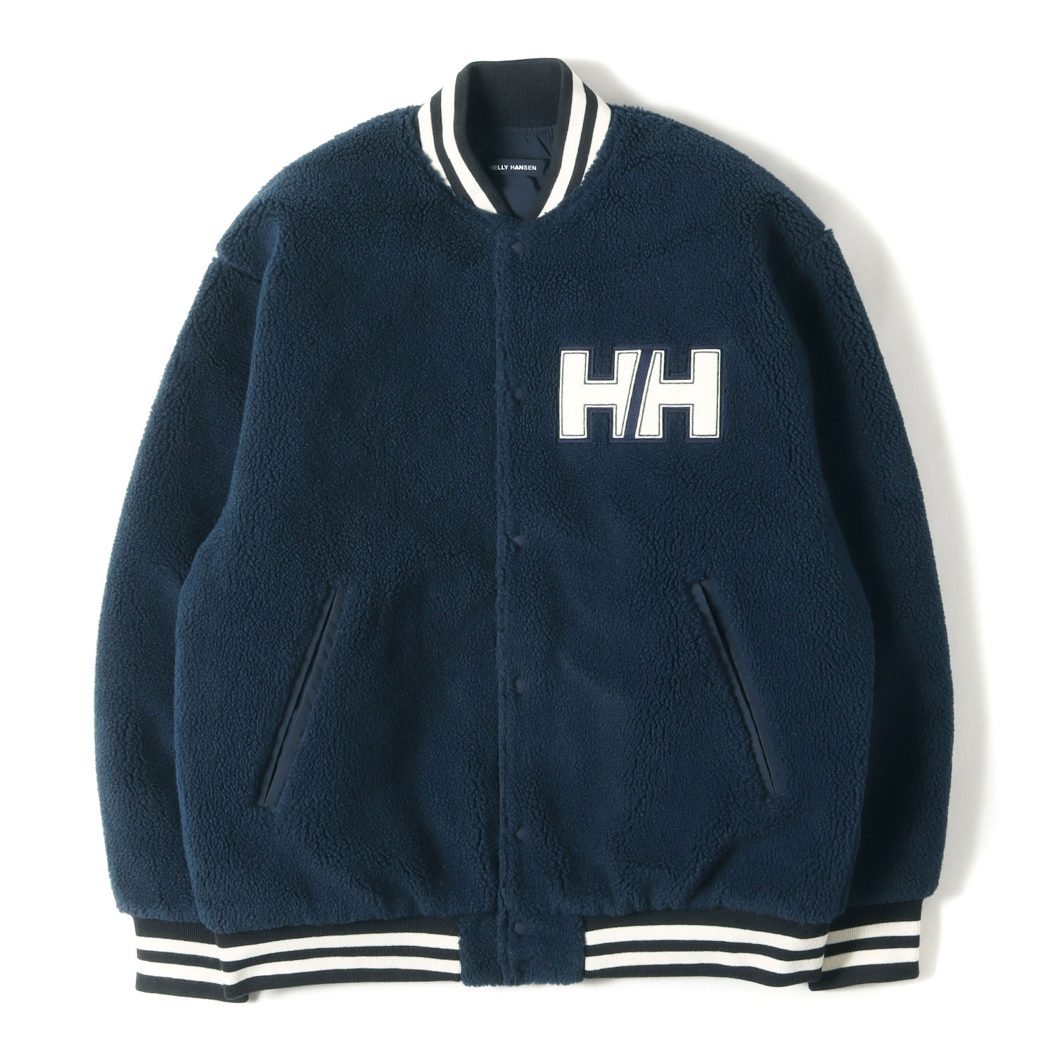 HELLY HANSEN ヘリーハンセン スタジャン ネイビー 紺 サイズ:L | 25AW フリース / ナイロン リバーシブル スタジャン (FIBERPILE Reversible Varsity Jacket) | アウター ジャケット ブルゾン 上着【メンズ】【中古】【美品】【K4781】