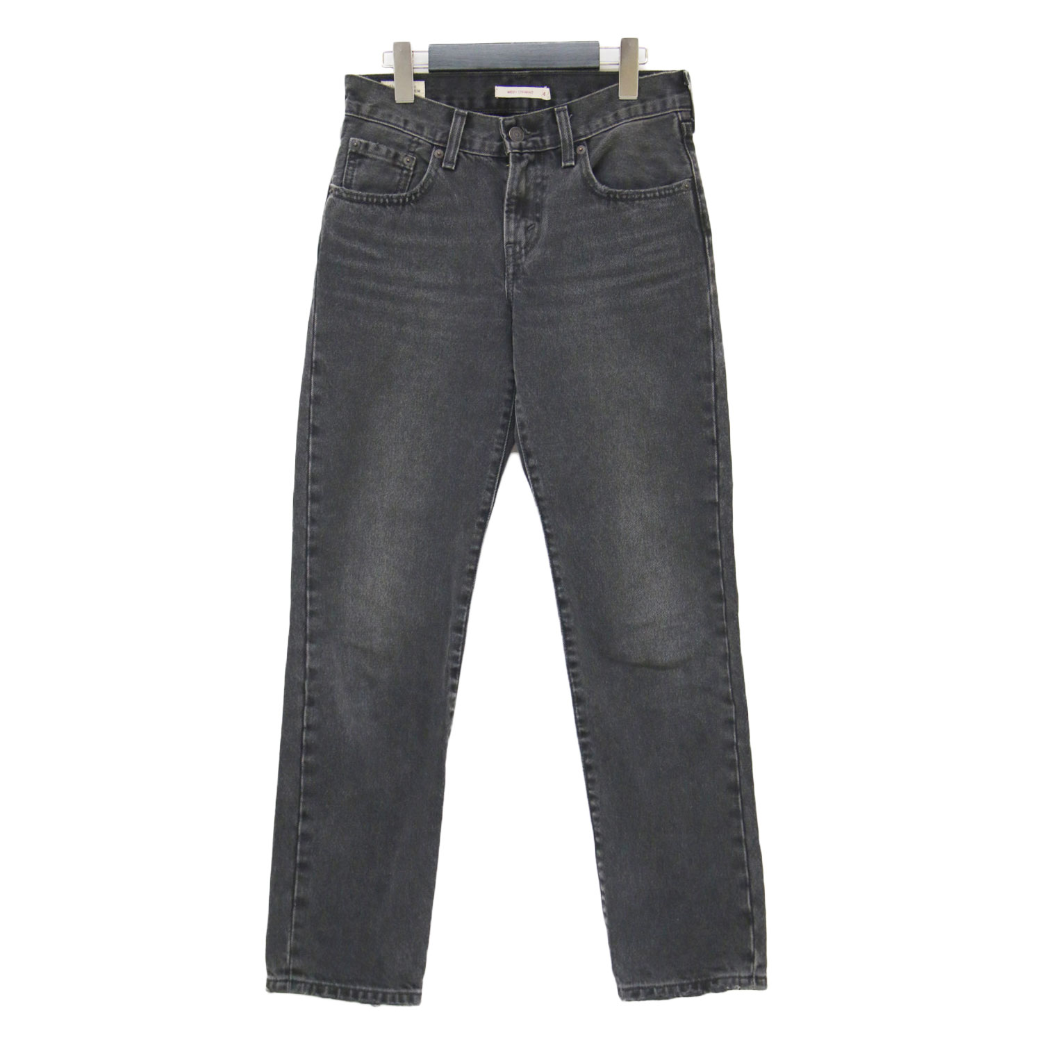 Levis リーバイス パンツ ブラック 黒 サイズ:24 | 25春夏 ストレート ミッドライズ デニムパンツ | MIDDY STRAIGHT NO SERVICE | ダメージ加工 コットン | ボトムス ジーンズ ジーパン【レディース】【中古】【K4775】