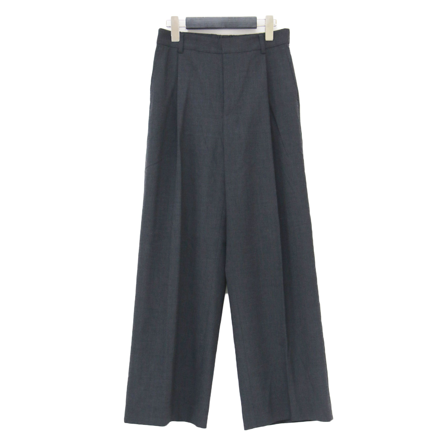 23区 ニジュウサンク パンツ グレー サイズ:36(7号) | 25秋冬 マットクロス タック ワイド パンツ | センタープレス ストレッチ ウール ウォッシャブル | ボトムス ズボン【レディース】【中古】【K4775】