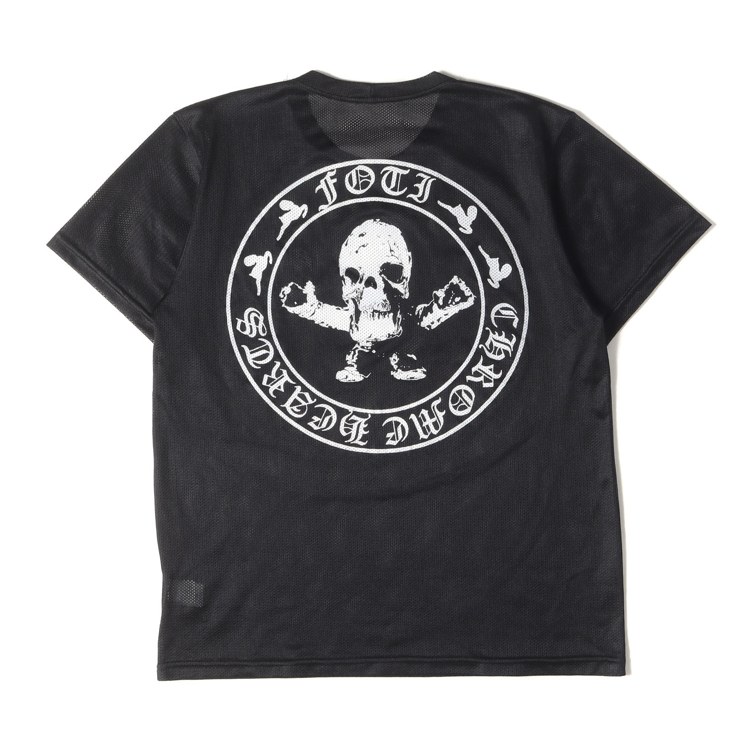 CHROME HEARTS クロムハーツ Tシャツ ブラック 黒 サイズ:M | FOTI スカル メッシュ Tシャツ (Foti Mesh Top) | USA製 | トップス カットソー 半袖【メンズ】【中古】【K4746】