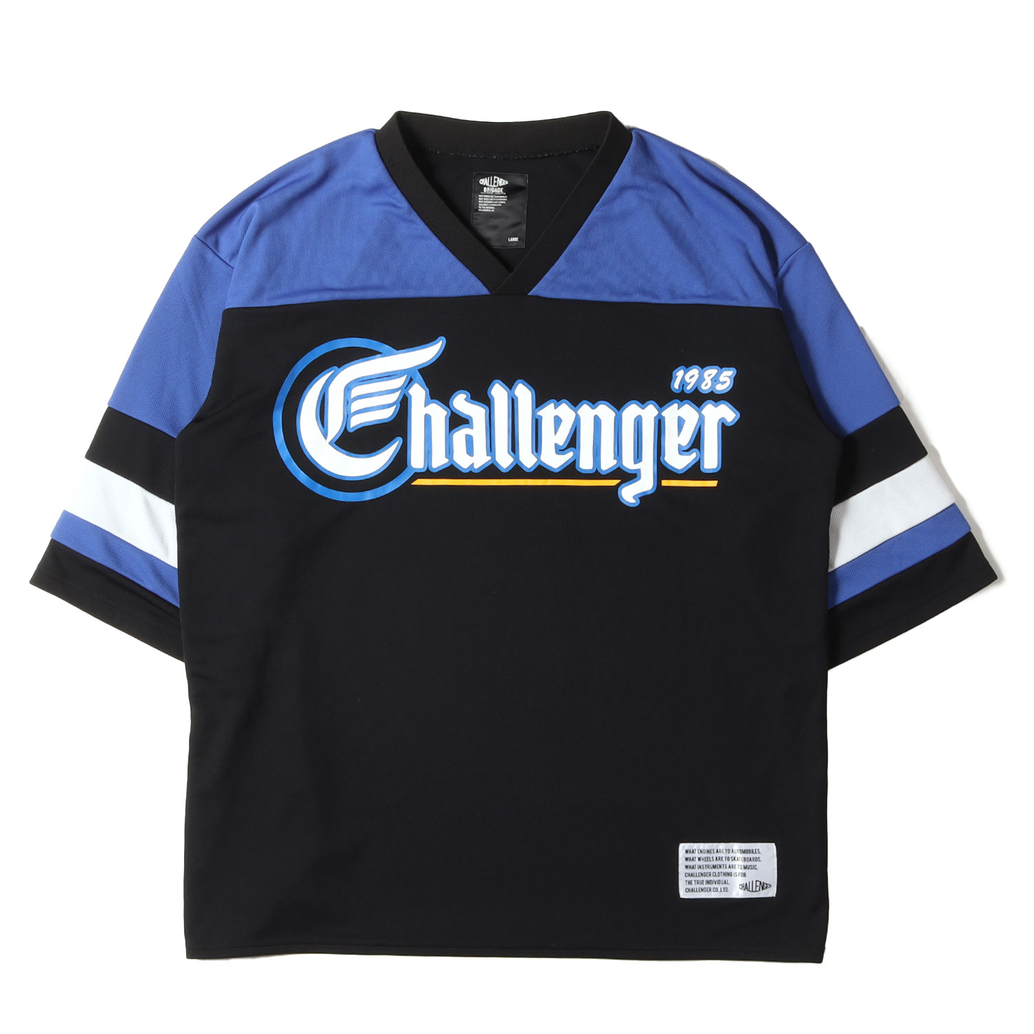 CHALLENGER チャレンジャー Tシャツ ブラック ブルー サイズ:L | 22SS ナンバリングロゴ 7分袖 ホッケージャージ / Tシャツ (85 HOCKEY TEE) | トップス カットソー 半袖【メンズ】【中古】【美品】【K4746】