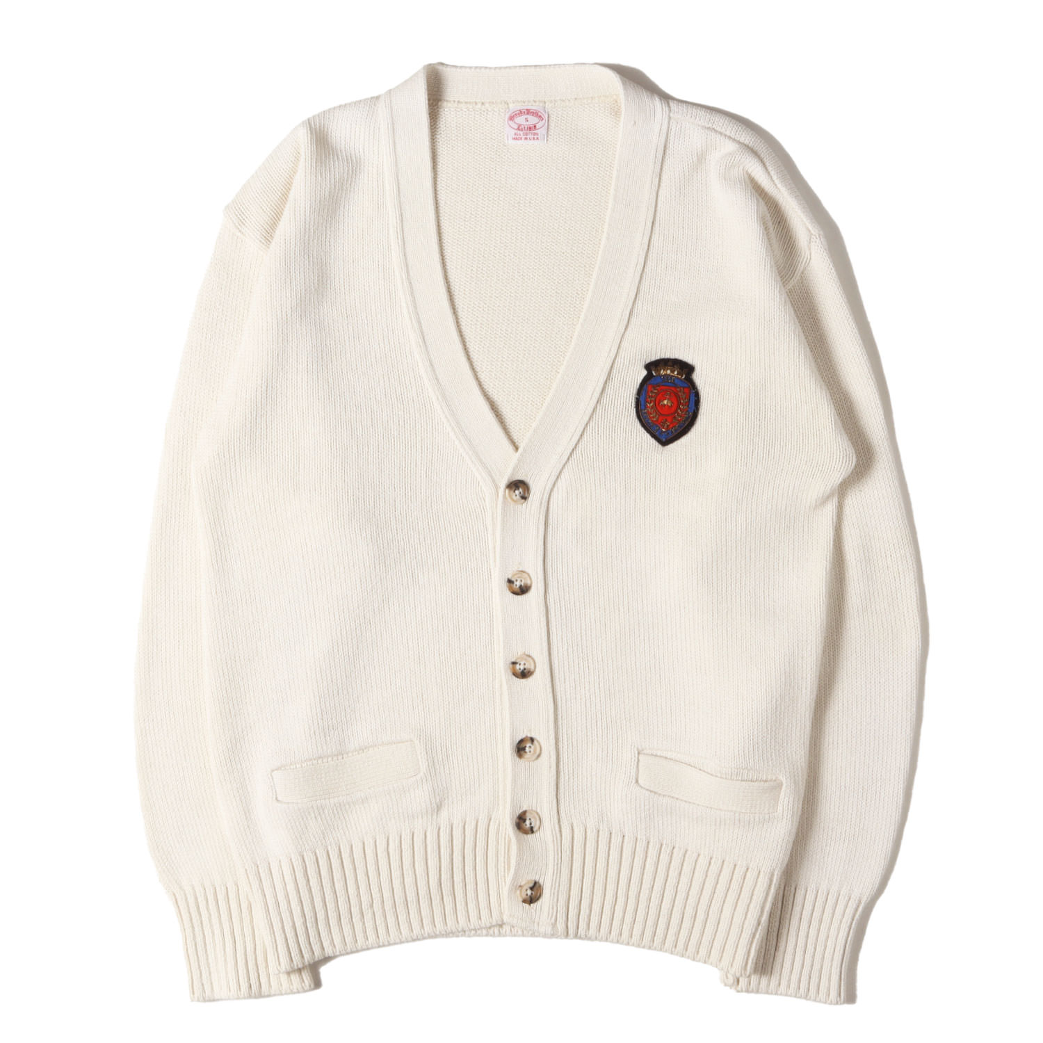 BROOKS BROTHERS ブルックスブラザーズ ジレー 象牙色 白 大きさ:S | 滅多に無い USA製 | 80s 組み紐紋章付き添い人 綿織物編み物 ジレー | 80年月日 ヴィンテージ 古着 | トップス プルオーバー【メンズ】【中古】【K4838】