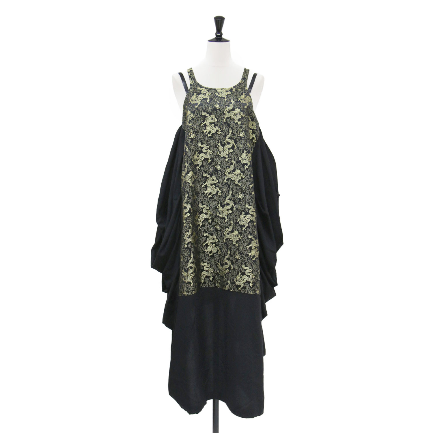 JUNYA WATANABE COMME des GARCONS ジュンヤワタナベ コムデギャルソン ワンピース ブラック 黒 サイズ:S | 22春夏 龍 ジャガード 切替 ワンピース / ドレス | ロング ノースリーブ | トップス ドレス【レディース】【K4874】|ブランド古着のBEEGLE by Boo-Bee