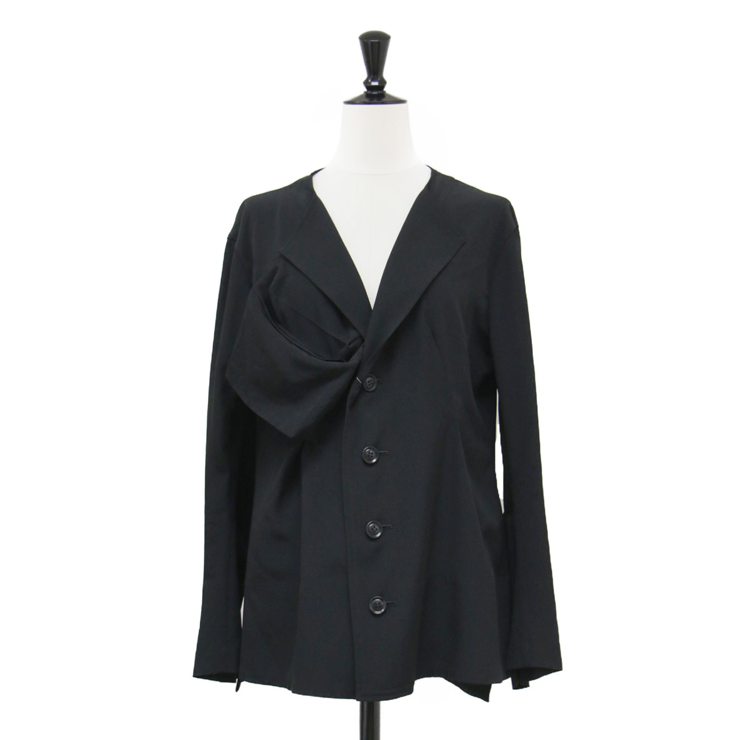 Yohji Yamamoto ヨウジヤマモト 上衣 黒いこと 黒 大きさ:1(M) | 22春夏 ジップポケット付き添い人 上衣 YG-J01-500-1-01 | Ys 長袖 否色つや | 日本製 | アウター 上衣 厚地の外套【レディース】【K4844】