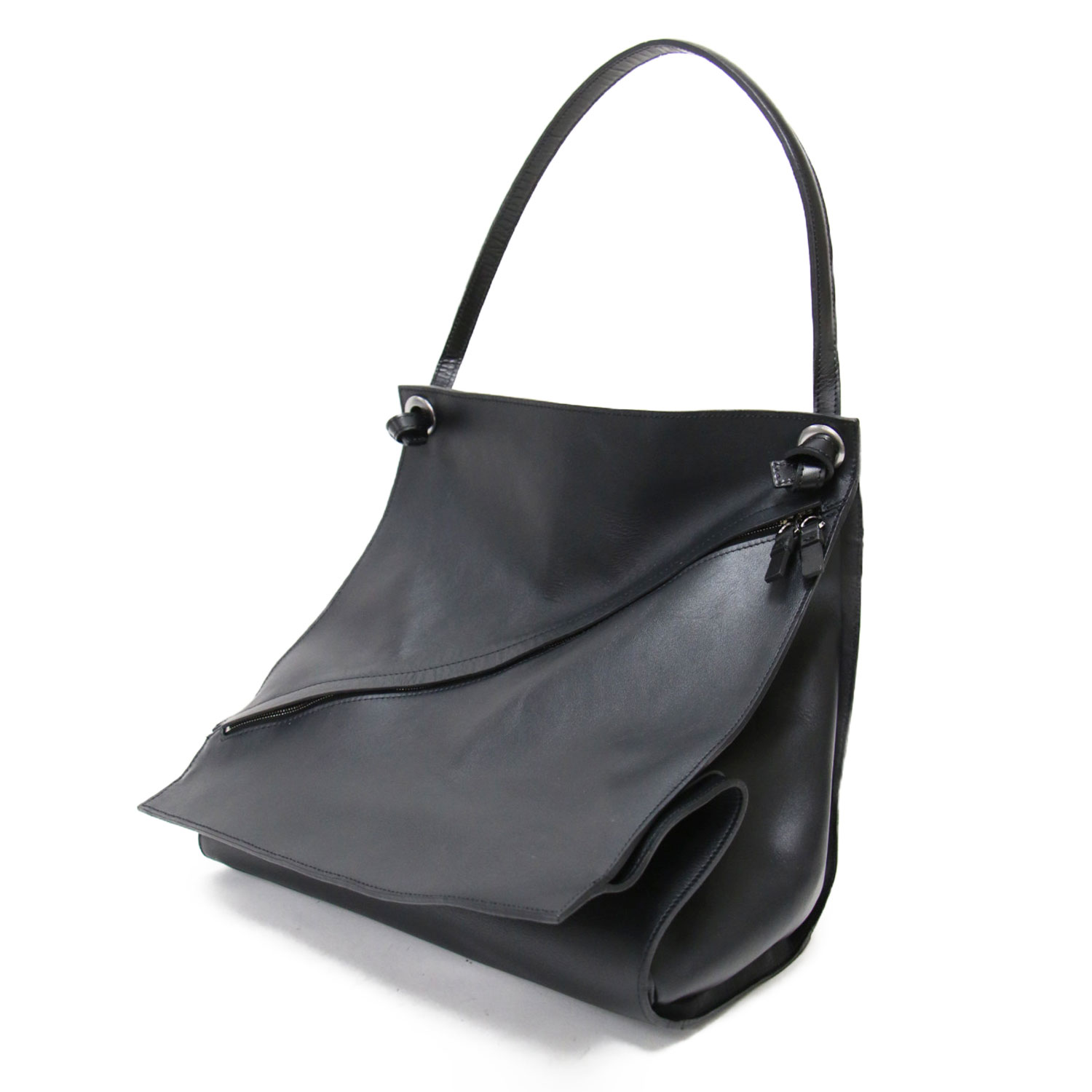 ITTI イッチ バッグ | レザー ボックス型 ワンハンドルバッグ | HERRIE BOX ONE HANDLE BAG | ショルダー 肩掛け トート 牛革 | ブラック 黒 | 日本製 ブランド カバン【レディース】【中古】【K4780】