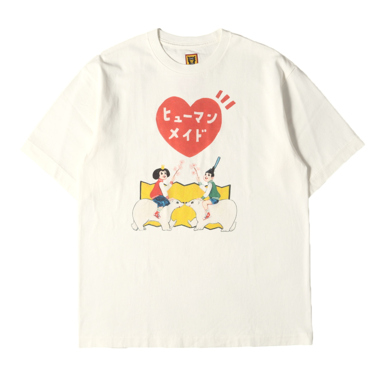 HUMAN MADE ヒューマンメイド Tシャツ ホワイト 白 サイズ:M | 五月女ケイ子 ひな祭り イラスト Tシャツ | トップス カットソー 半袖 | コラボ【メンズ】【中古】【新品同様】【K4858】｜ブランド古着のBEEGLE by Boo-Bee