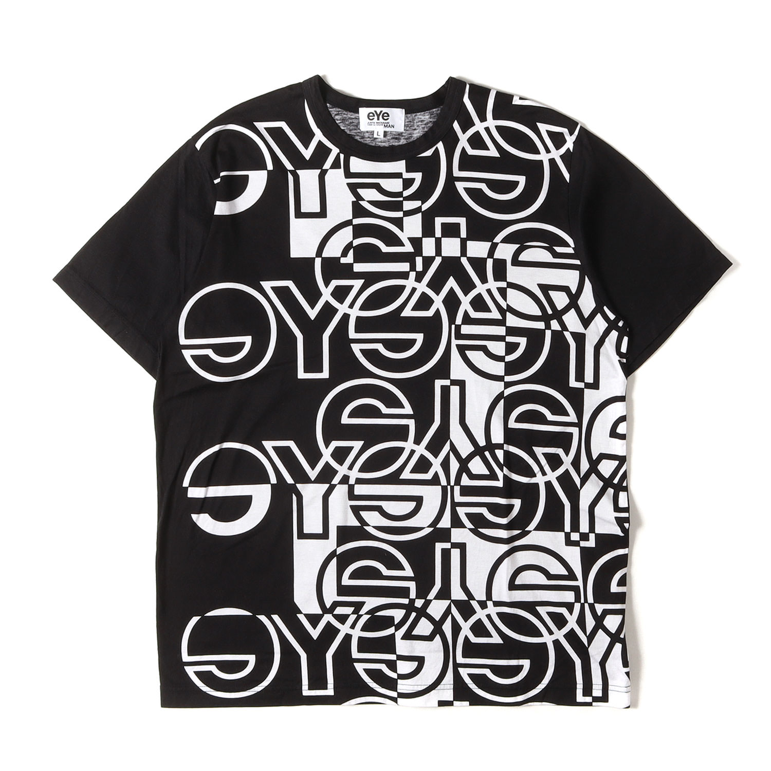 eYe JUNYA WATANABE MAN アイ ジュンヤ ワタナベ マン Tシャツ ブラック ホワイト 黒白 サイズ:L | グラフィック モノグラム ロゴ Tシャツ | トップス カットソー 半袖【メンズ】【中古】【K4781】 7,790円