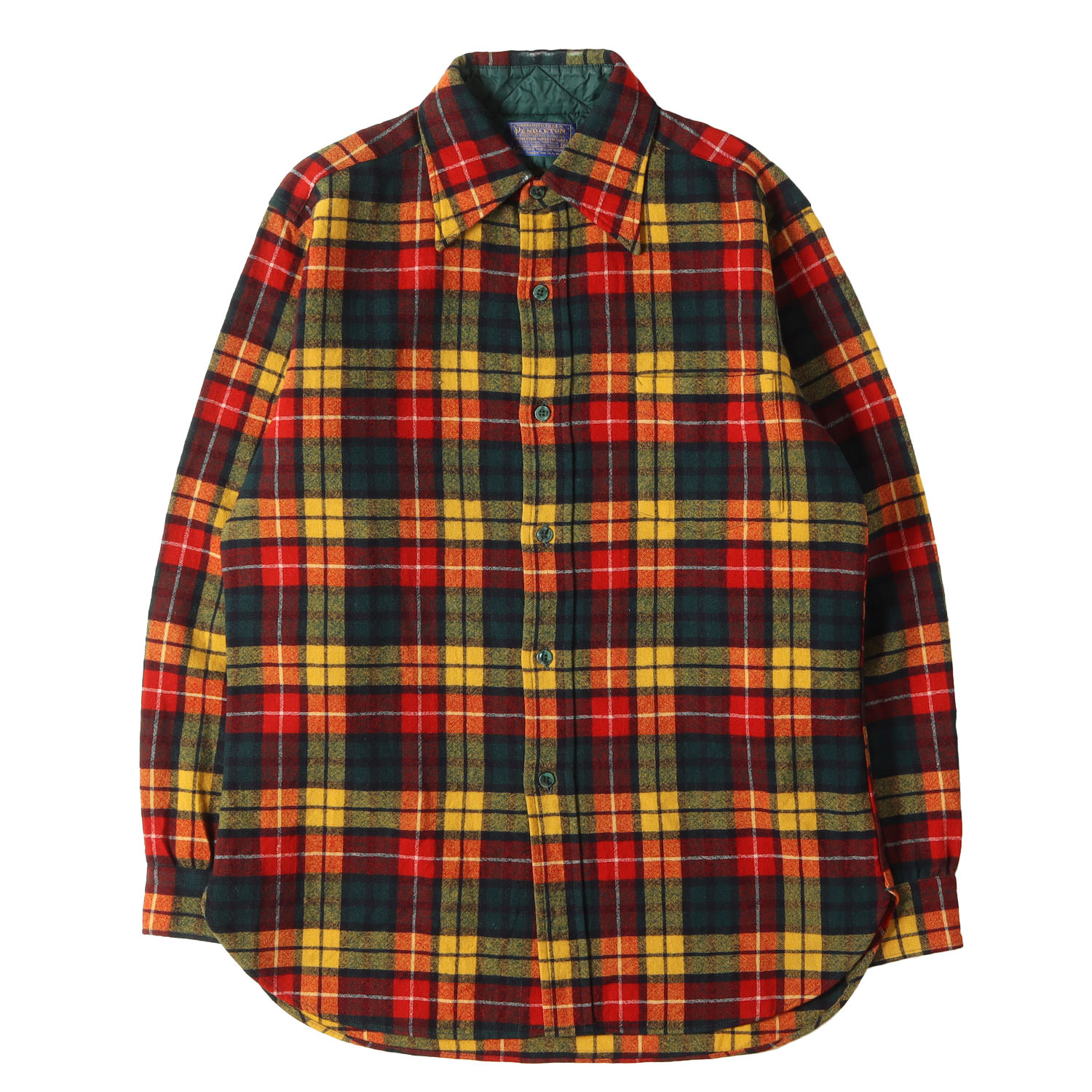 PENDLETON ペンドルトン シャツ イエロー&times;レッド&times;グリーン サイズ:M | 70s タータンチェック ウール ボタンシャツ | USA製 | 70年代 ヴィンテージ 古着 | トップス カジュアルシャツ 長袖【メンズ】【中古】【K4752】｜ブランド古着のBEEGLE by Boo-Bee