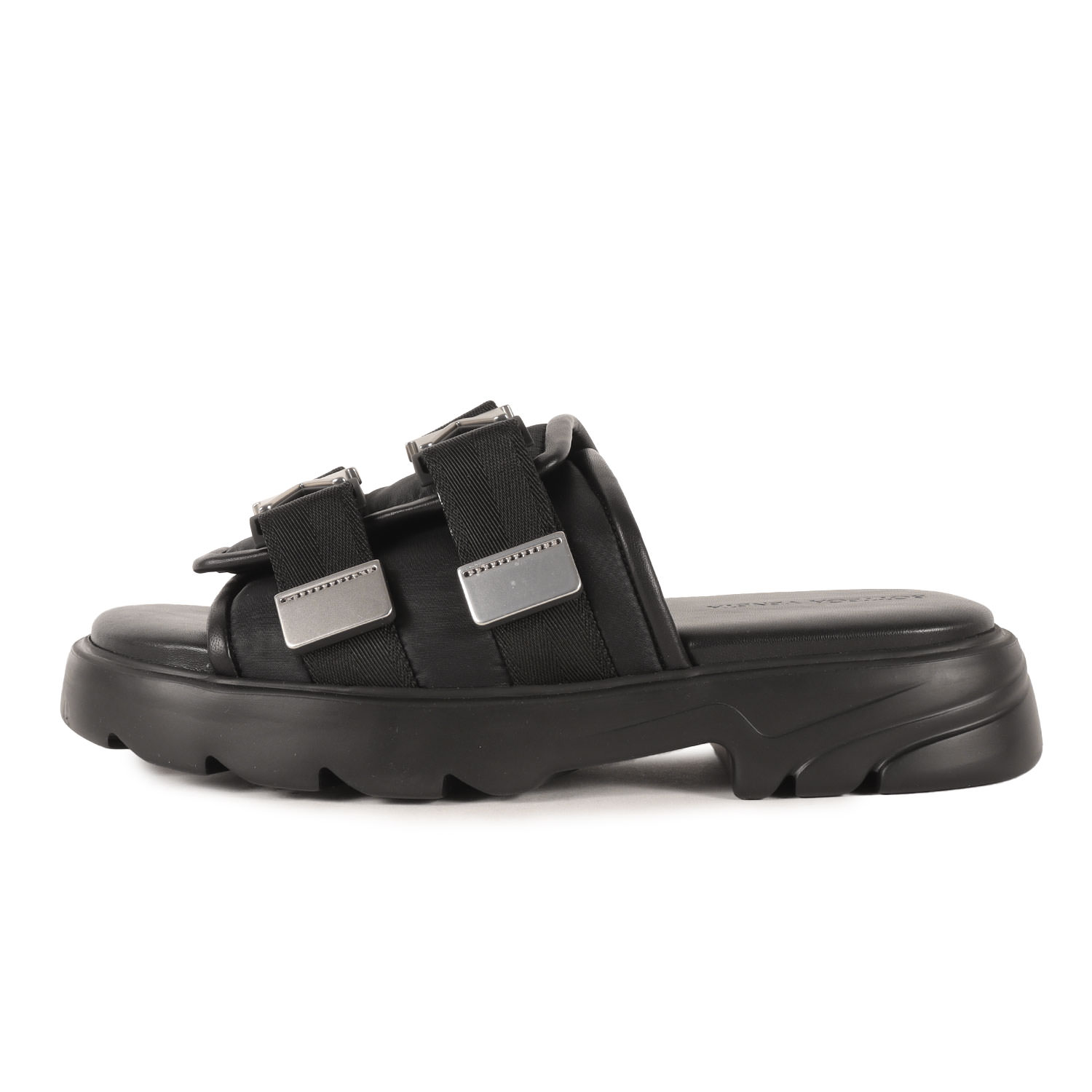 BOTTEGA VENETA ボッテガヴェネタ サンダル 黒いこと 黒 大きさ:44 | 近年ひな形 技術的 メッシュ 子ヒツジなめし革 二人組 横すべり サンダル (FLASH) | イタリア製 ブランド名 シューズ 靴【メンズ】【中古】【新品負けず劣らず】【K4752】