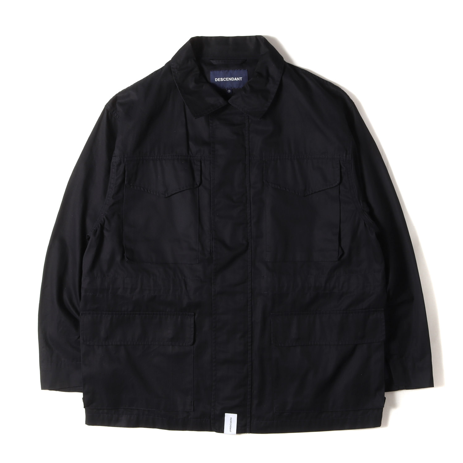 DESCENDANT ディセンダント ジャケット ブラック 黒 サイズ:3 | 21SS コットンツイル ミリタリー ジップ ジャケット(KEY WEST TWILL JACKET) | アウター ブルゾン 上着【メンズ】【中古】【K4783】