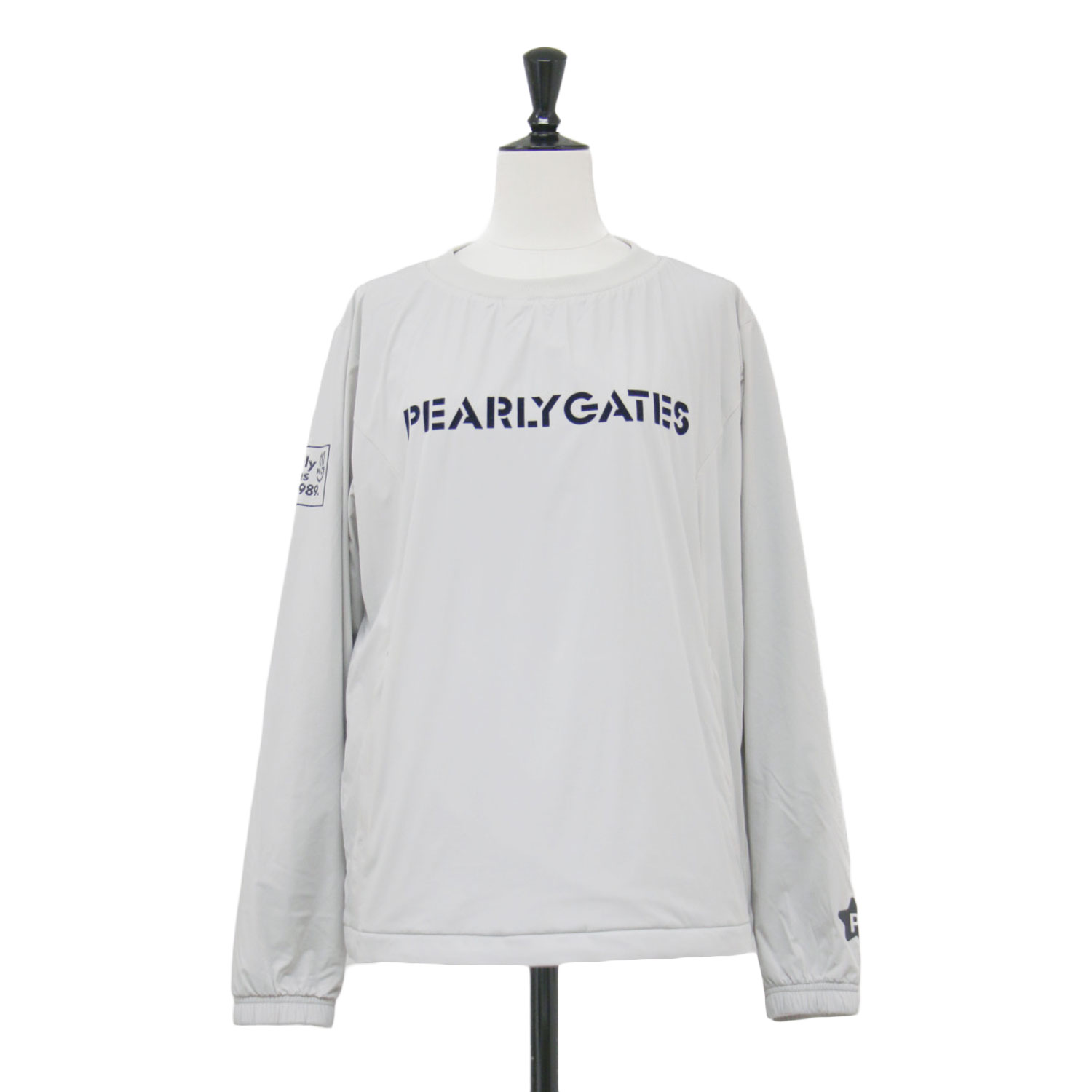 PEARLY GATES パーリー ゲイツ グレージュ サイズ:0(S) | 24秋冬 ロゴ スニード ジャック プルオーバー / トップス | 長袖 クルーネック ストレッチ【レディース】【中古】【K4783】