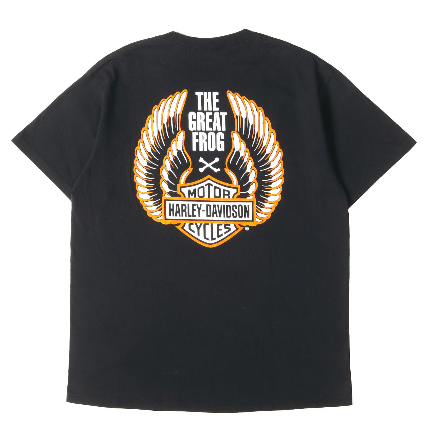 HARLEY-DAVIDSON ハーレーダビッドソン ×The Great Frog プルオーバー 黒いこと 黒 大きさ:L | ガーディアン 天使 プルオーバー (GUARDIAN ANGEL t-shirt) | トップス カットソー 半袖 | 共同研究【メンズ】【中古】【美品】【K4845】