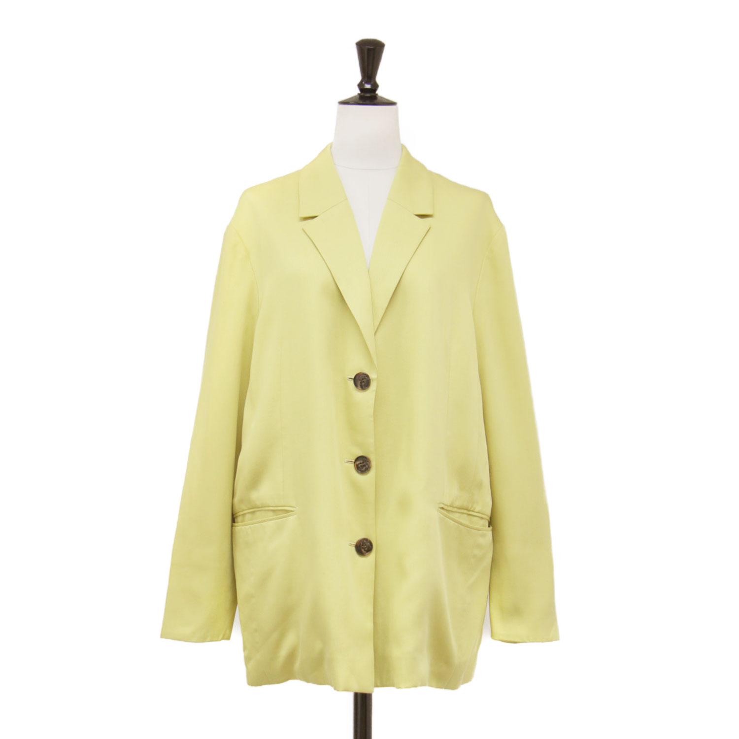 Ballsey ボールジー ジャケット イエロー サイズ:36(9号) | 23春夏 グロッシー ツイル ピークドラペル ジャケット | テーラード シングル | アウター ブレザー 上着 | 日本製【レディース】【中古】【K4774】